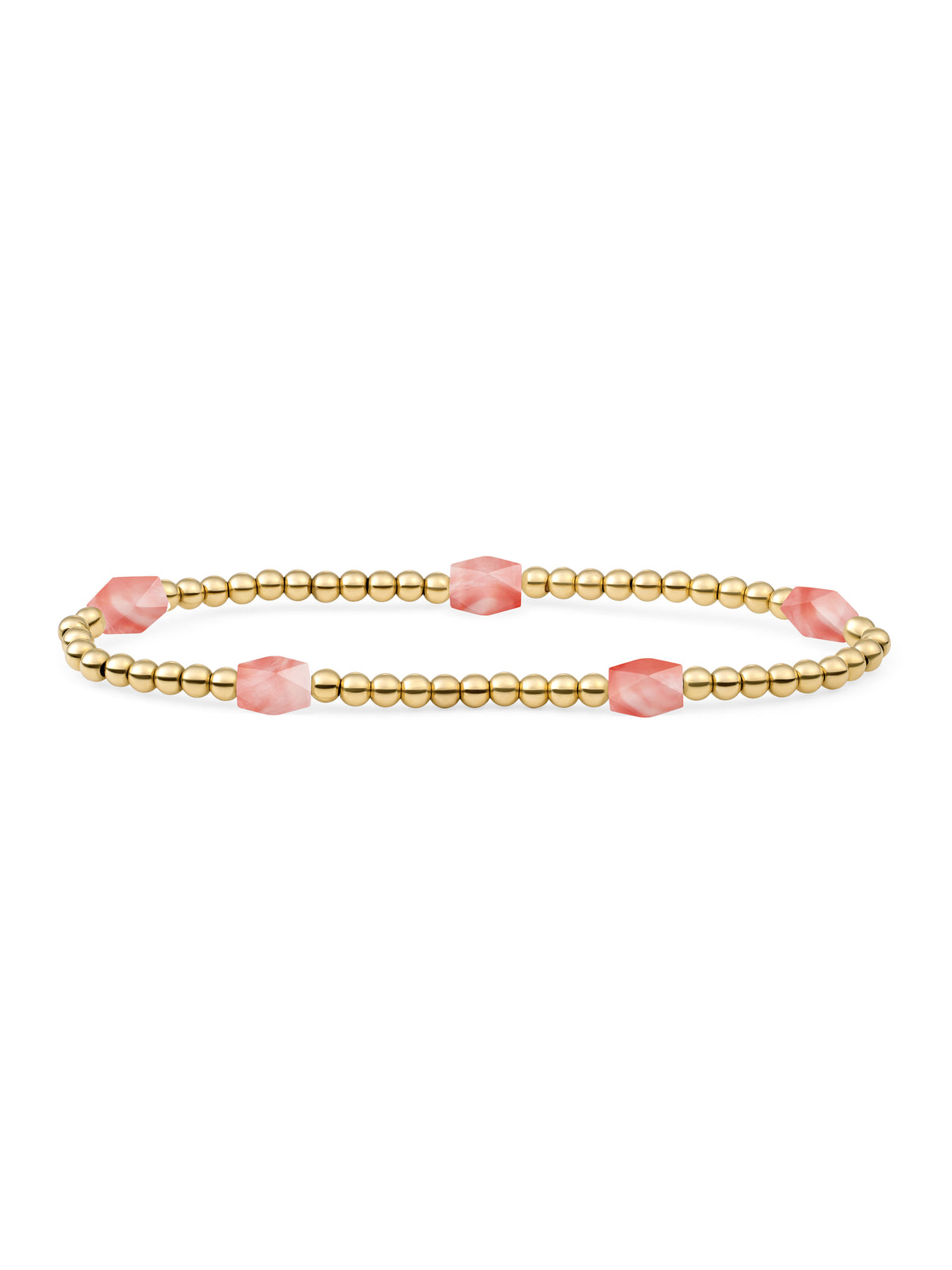 Reverse Edge Mix Armband Cherry Quartz - Gold Plated