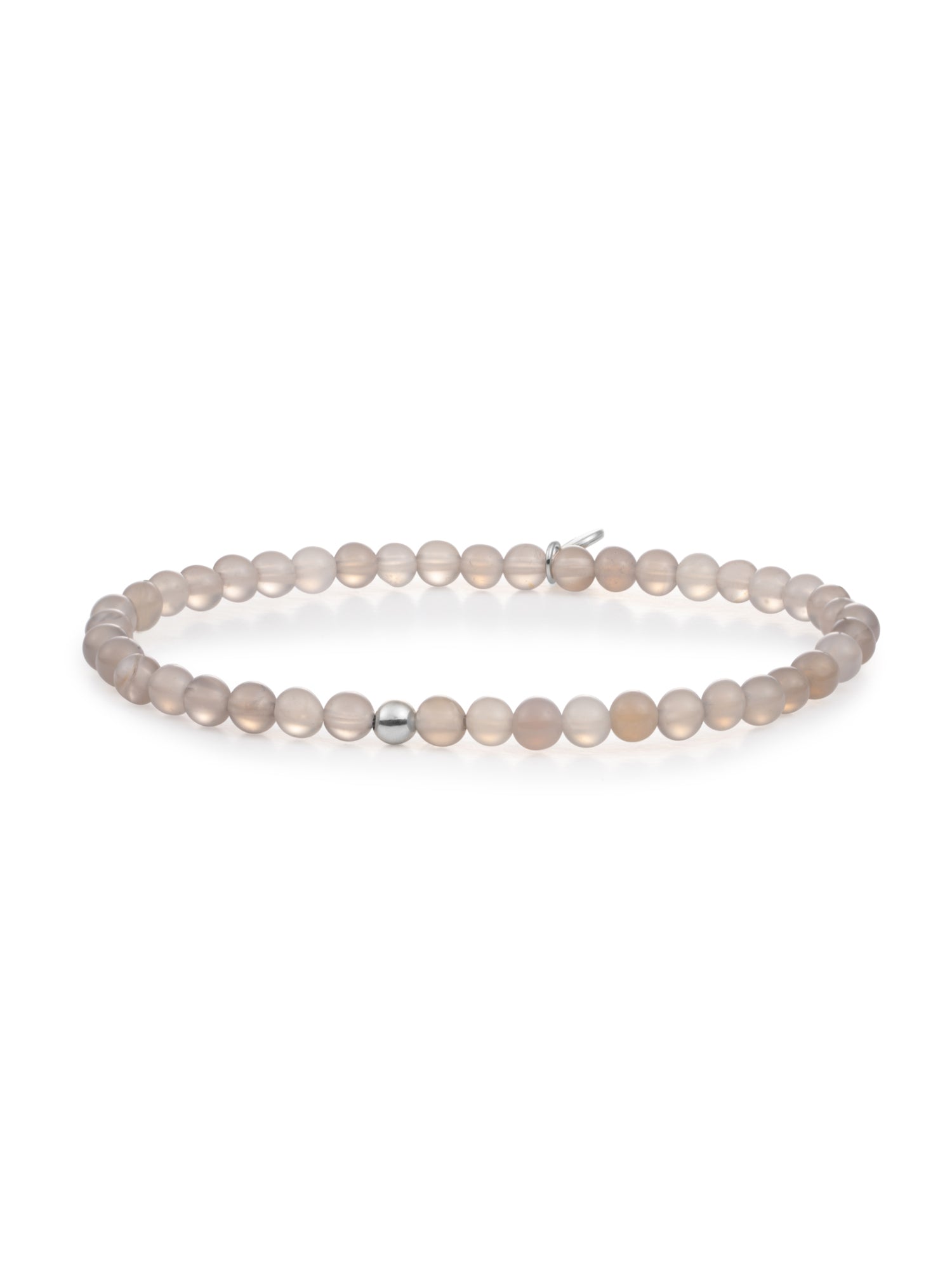 Saturn Armband Small Grey Agate - Rhodium Plated