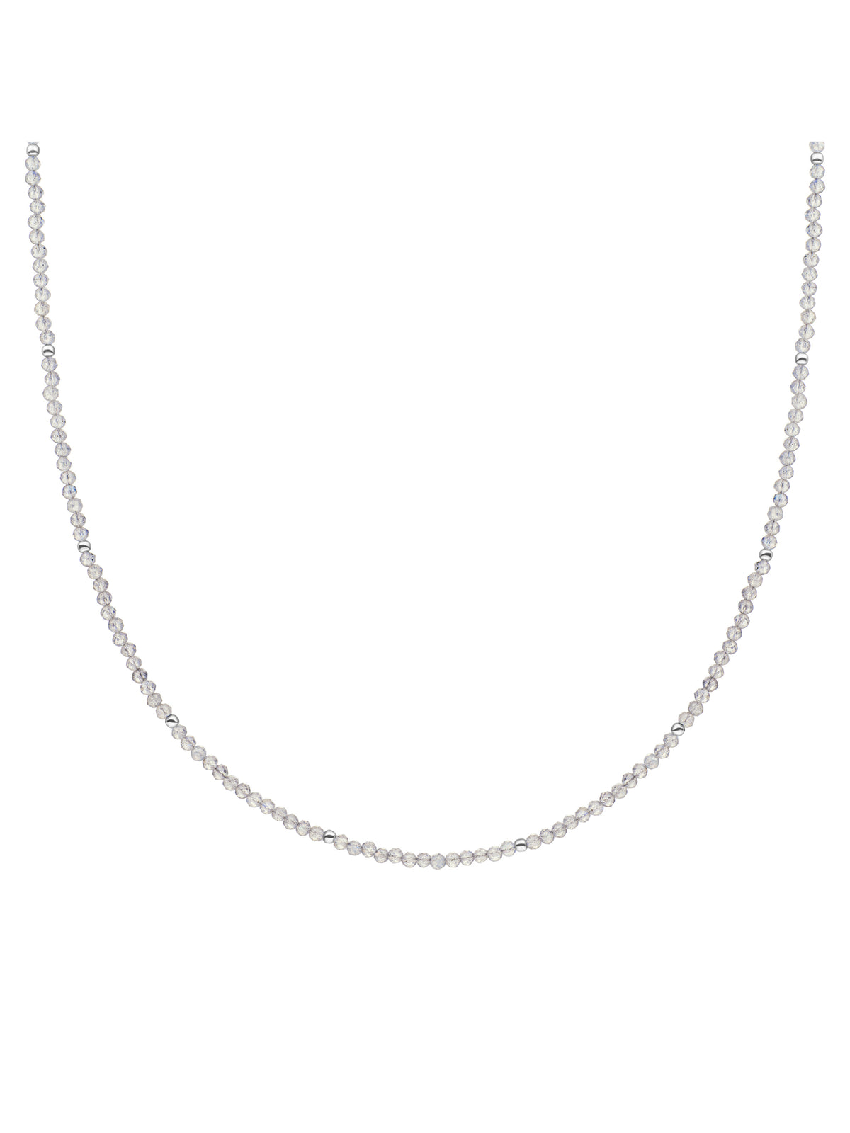 Kralen Ketting 2mm Labradorite 42cm +2cm - Rhodium Plated
