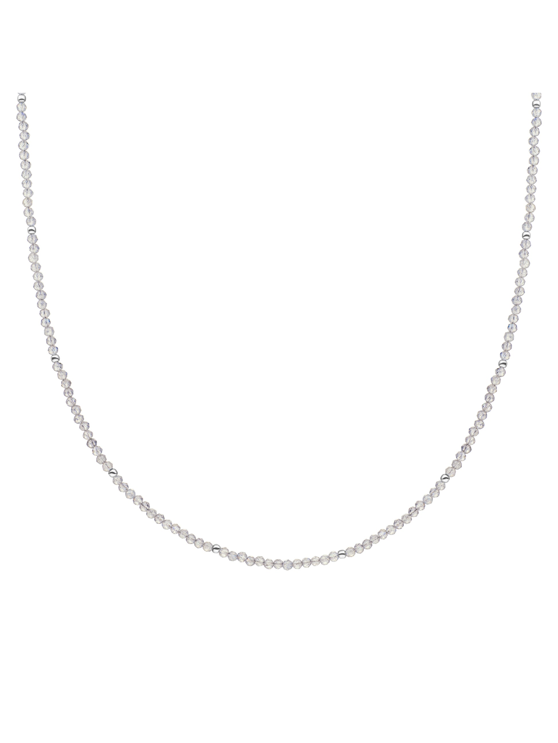Kralen Ketting 2mm Labradorite 42cm +2cm - Rhodium Plated