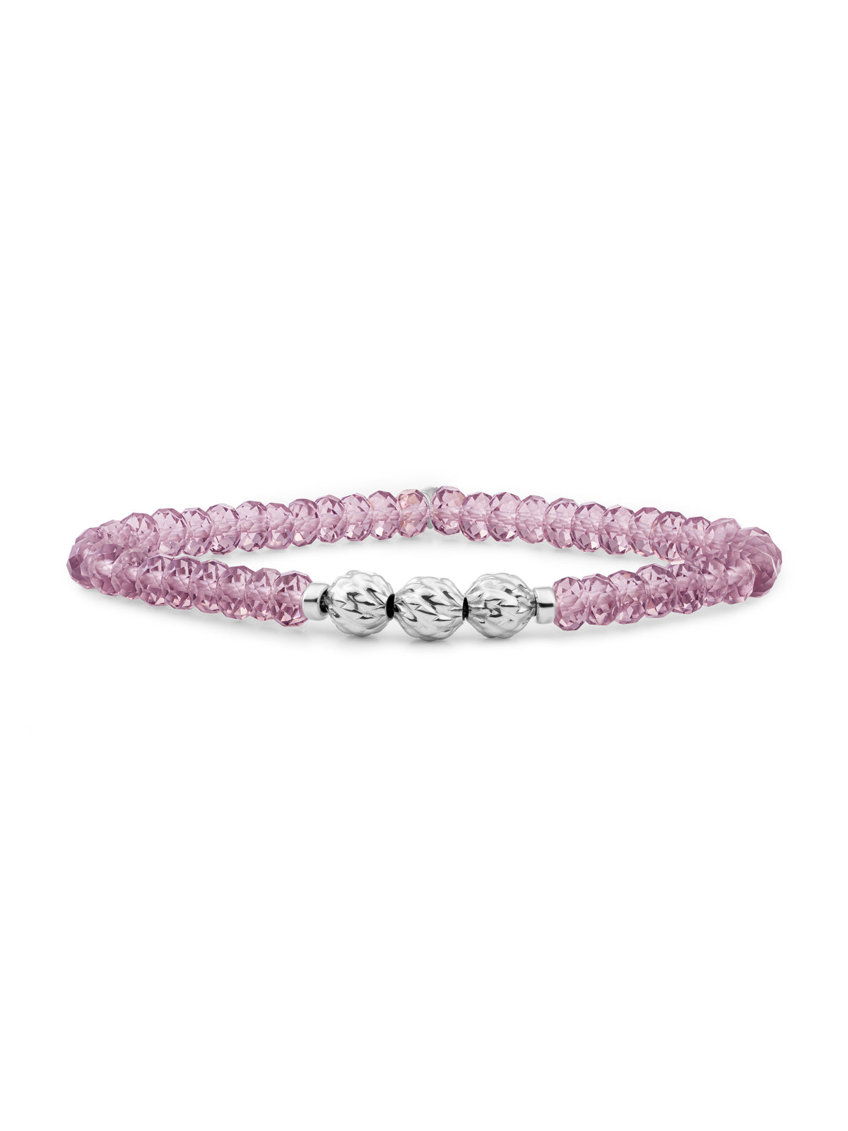 Fuse Beads Armband Aubergine Quartz - Rhodium Plated