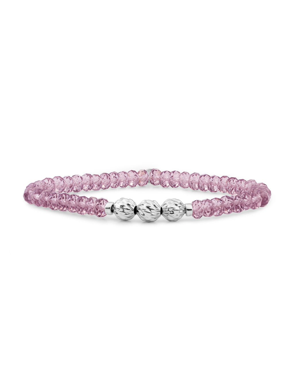 Fuse Beads Armband Aubergine Quartz - Rhodium Plated
