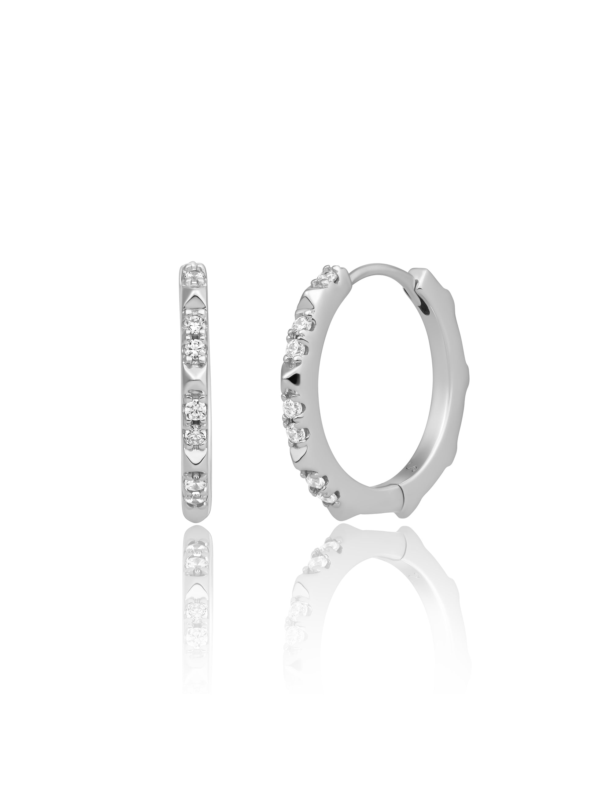 Edge Creolen Zirconia - Rhodium Plated