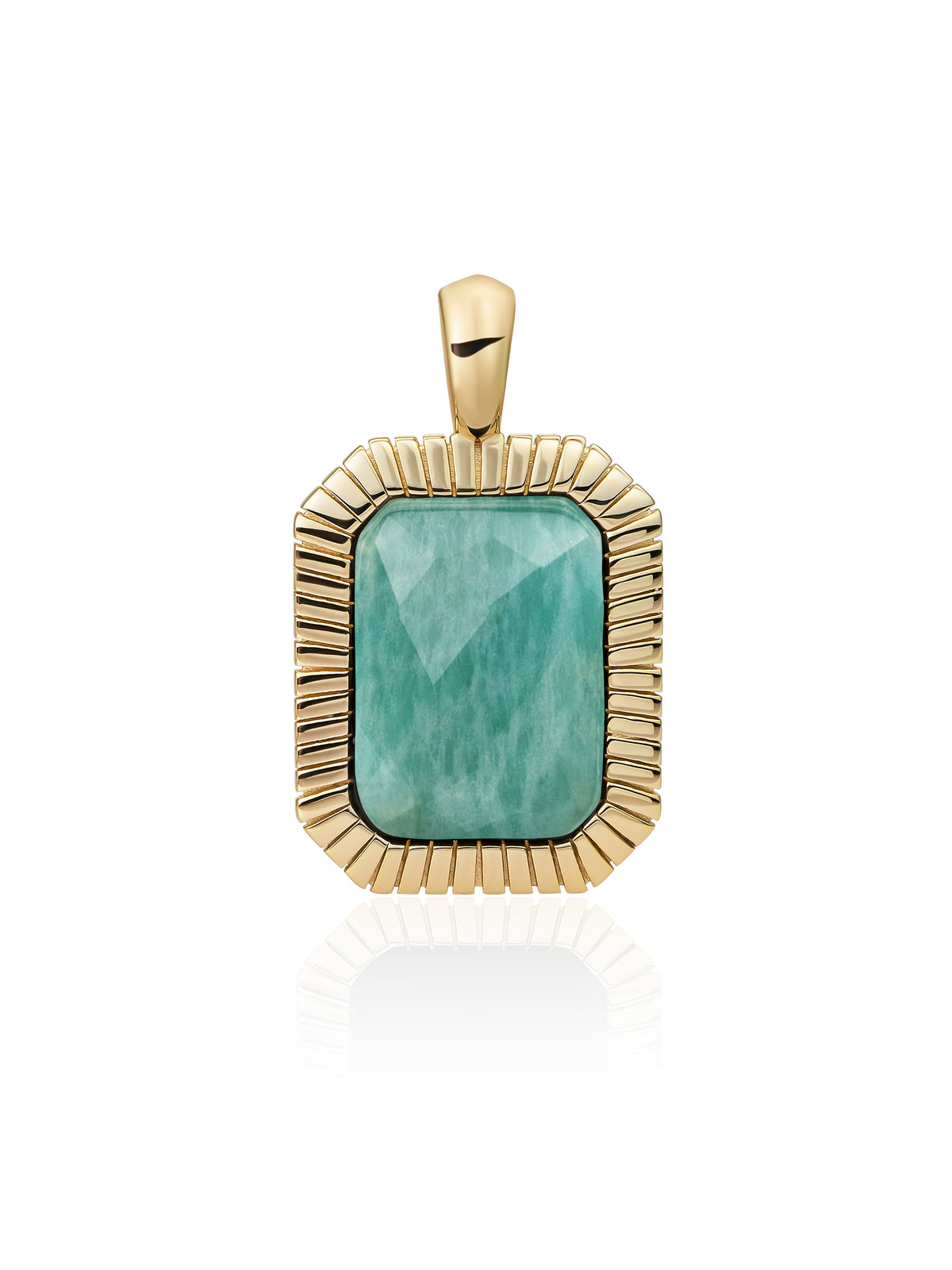 Baguette Pendant Rich Green Amazonite - Gold Plated