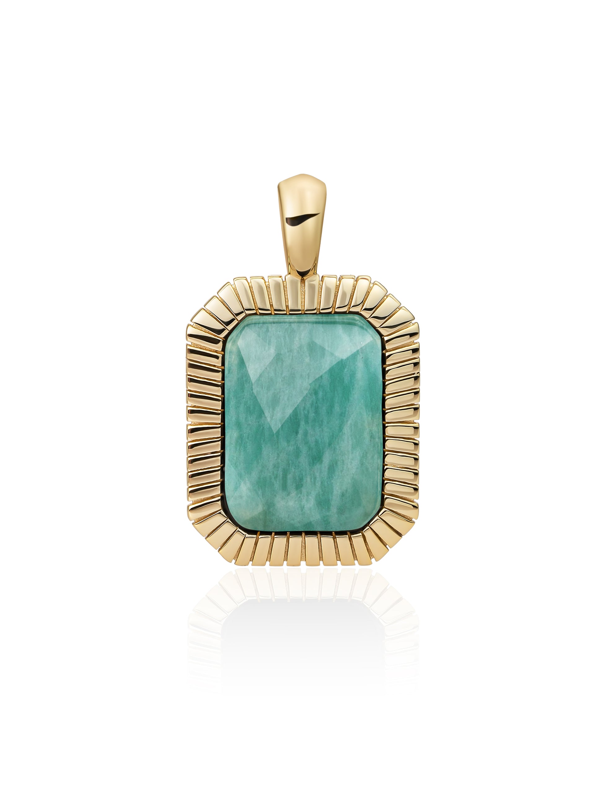 Baguette Pendant Rich Green Amazonite - Gold Plated