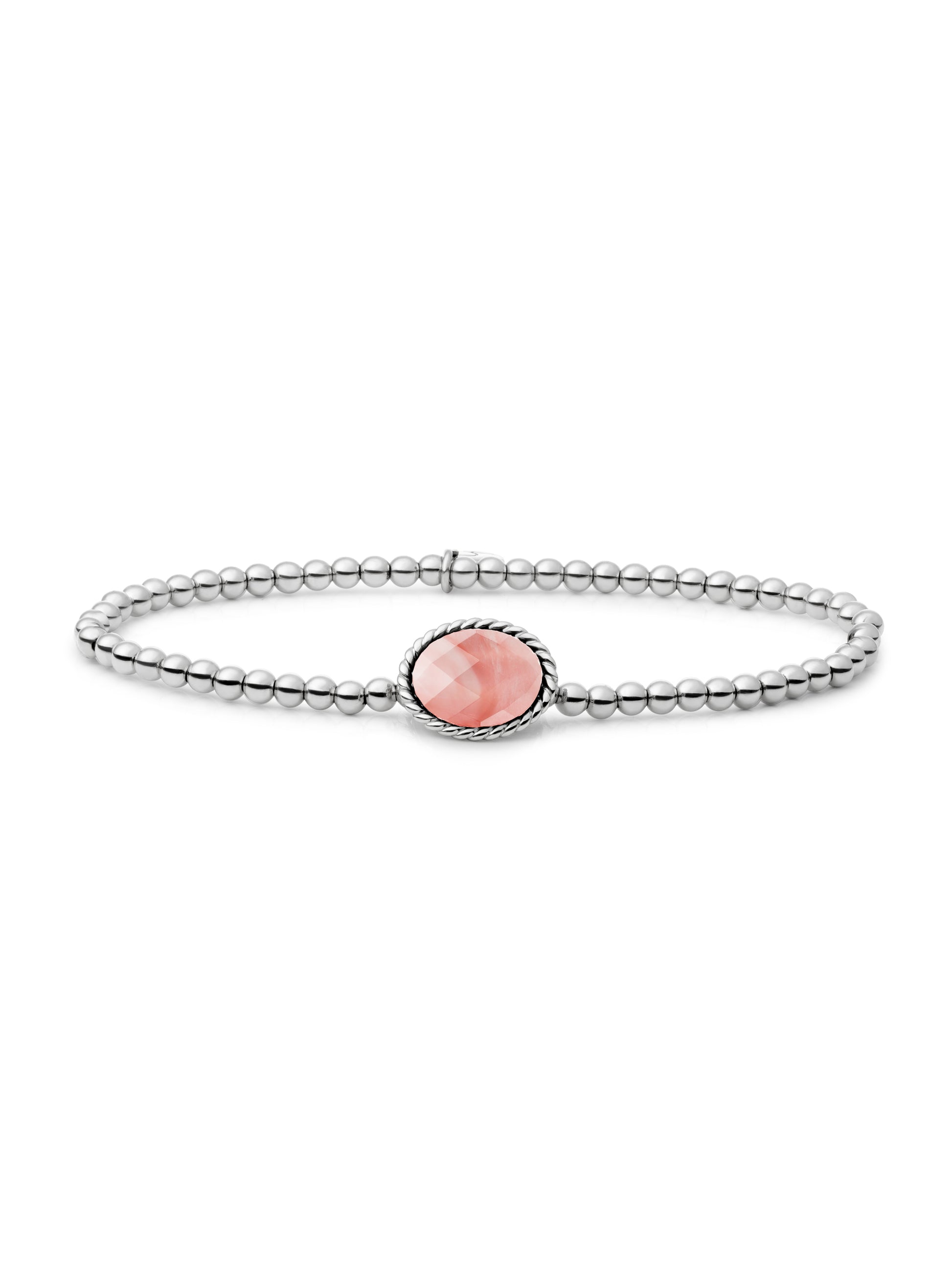 Twist Armband Cherry Quartz - Rhodium Plated