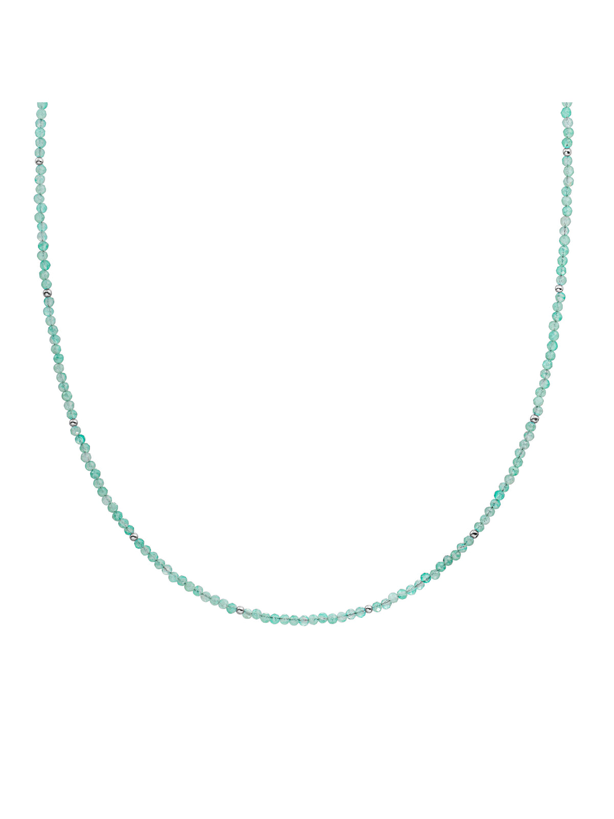 Kralen Ketting 2mm Rich Green Amazonite 42cm +2cm - Rhodium Plated