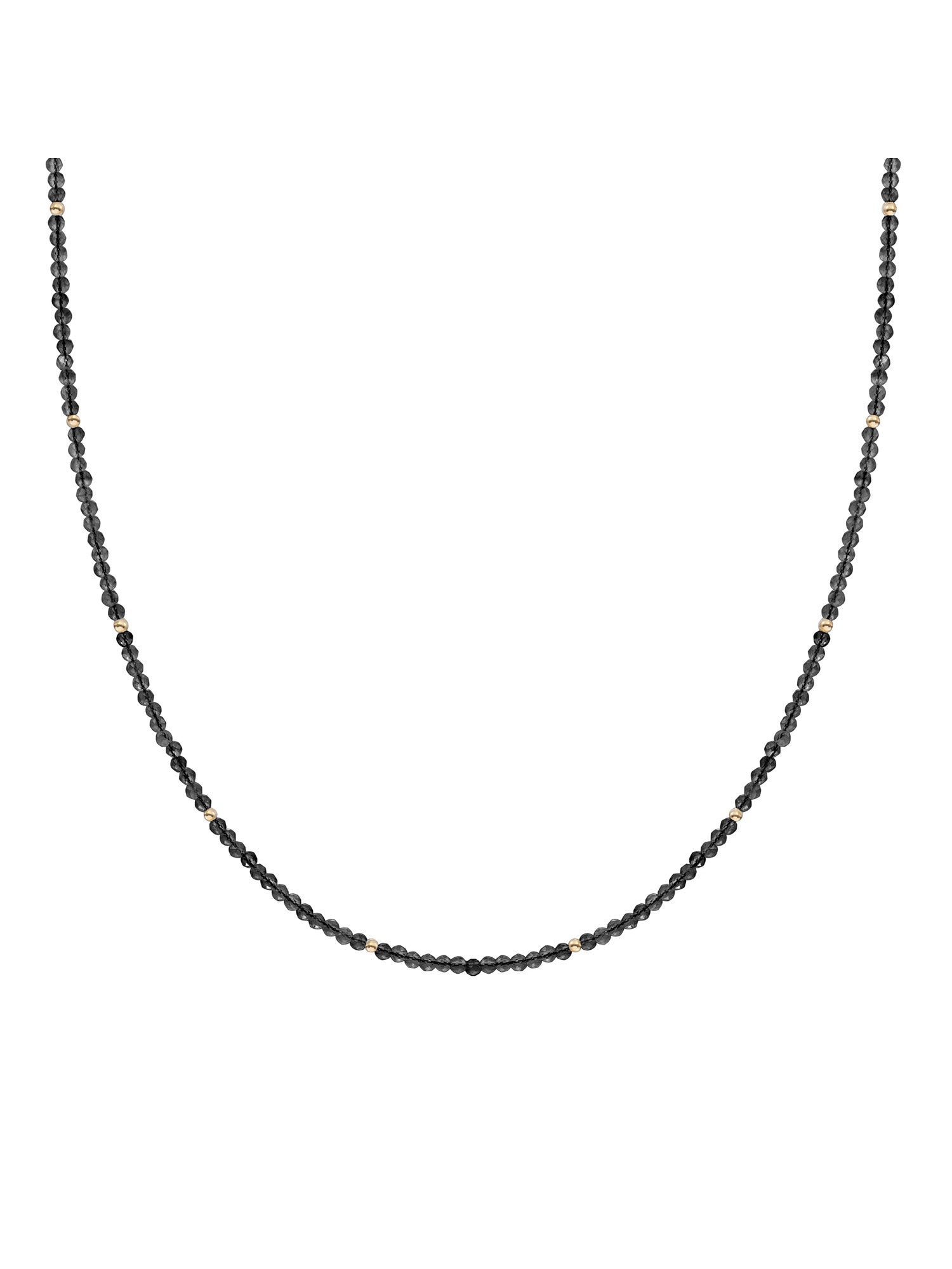 Kralen Ketting 2mm Onyx 42cm +2cm - Gold Plated