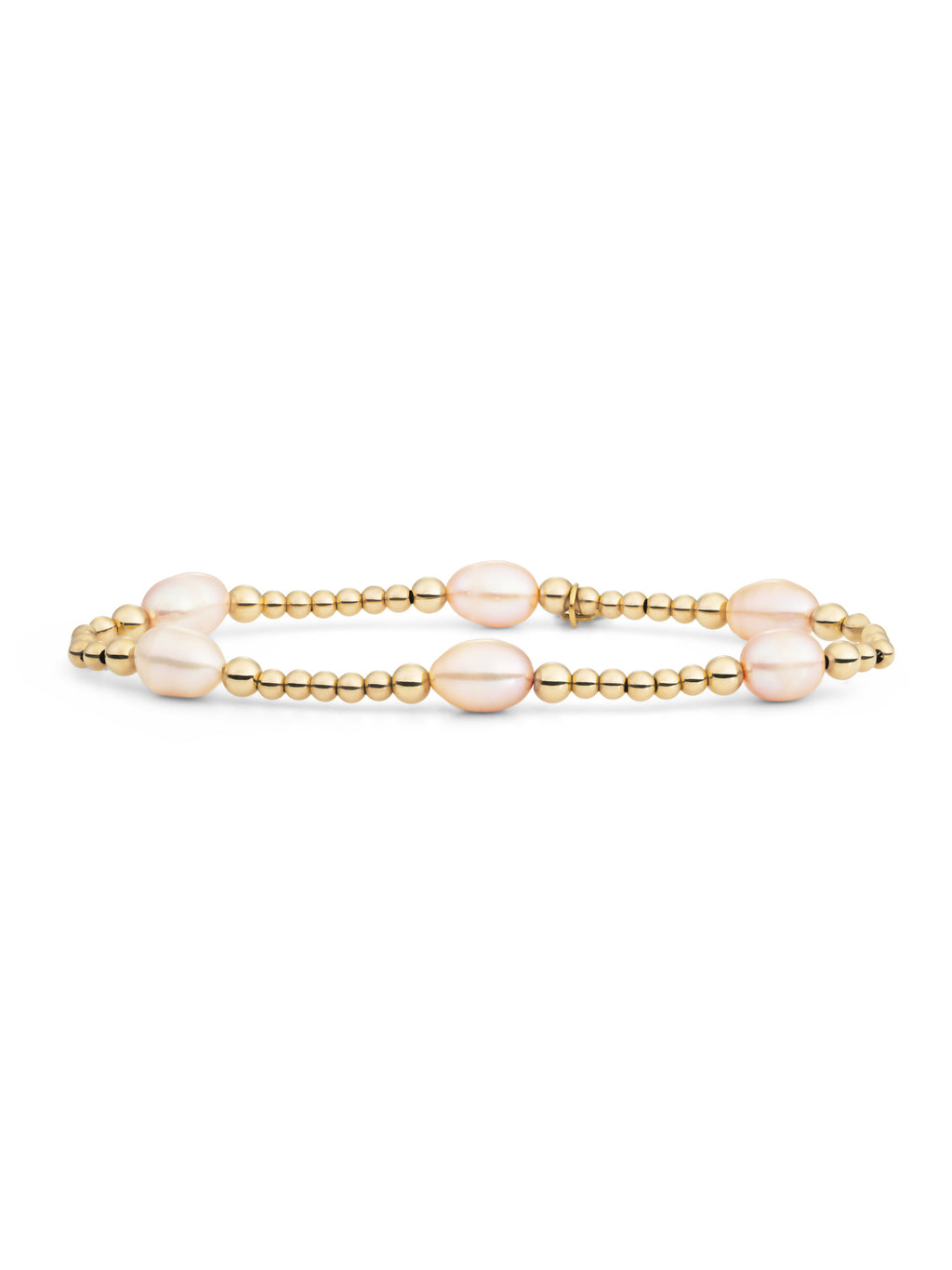 Reverse Bold Mix Armband Peach Pearl - Gold Plated