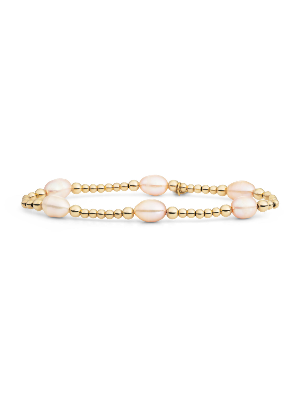 Reverse Bold Mix Armband Peach Pearl - Gold Plated