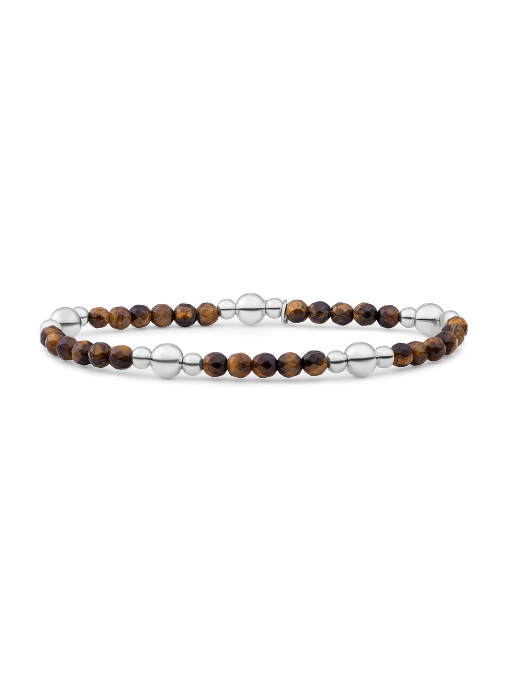 Bold Mix Armband Tiger Eye - Rhodium Plated
