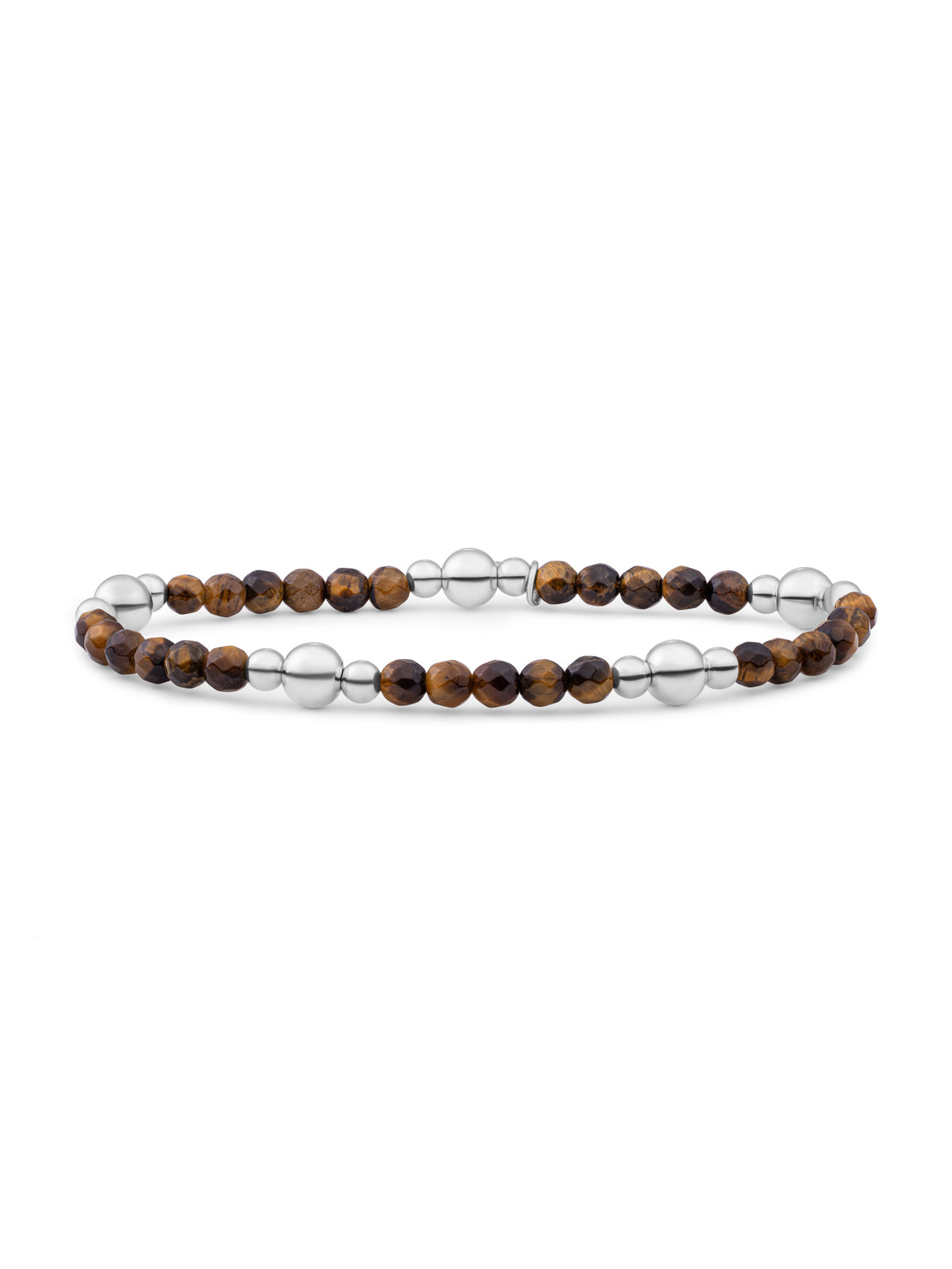 Bold Mix Armband Tiger Eye - Rhodium Plated