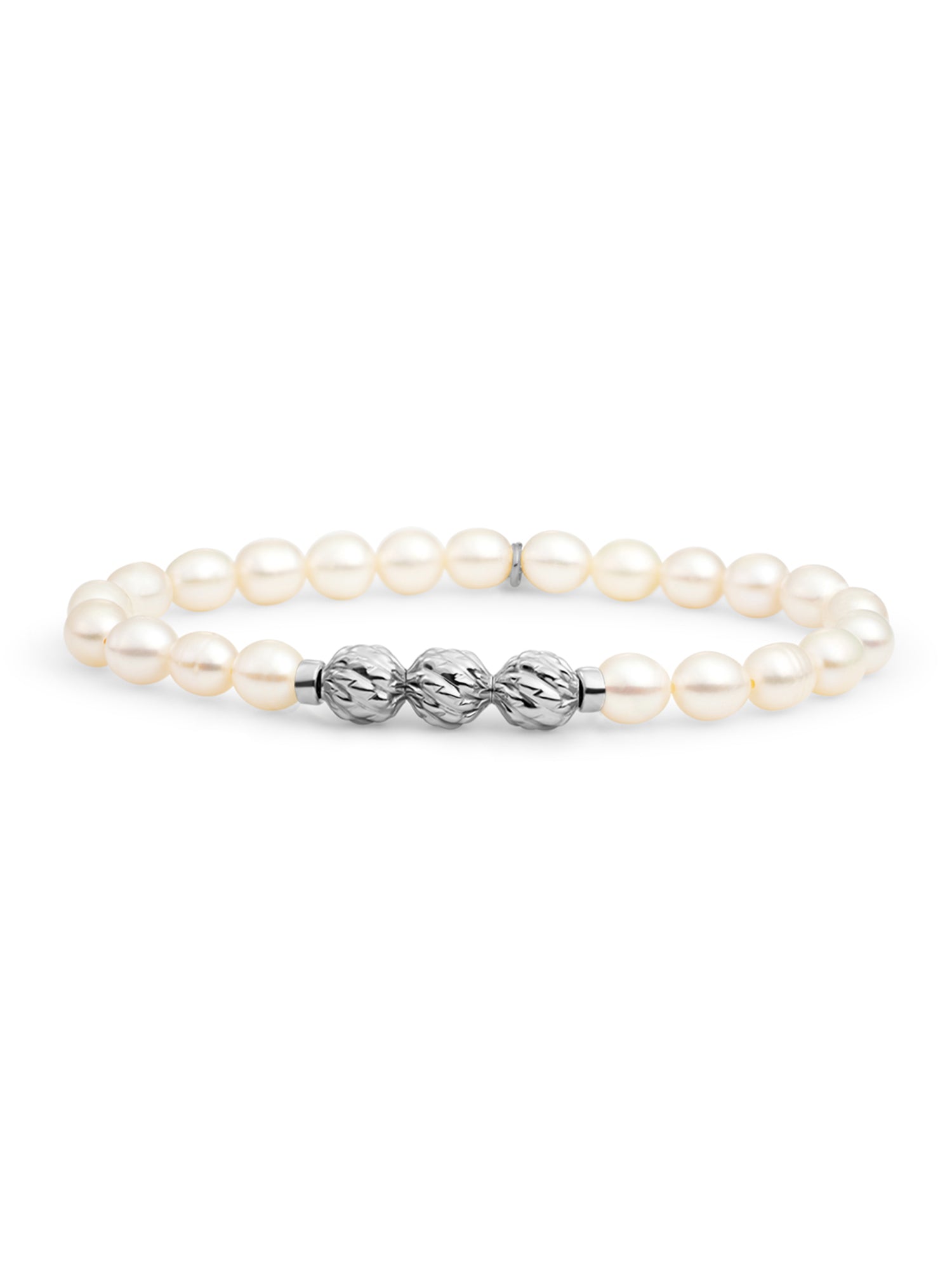 Fuse Beads Armband Pearl - Rhodium Plated
