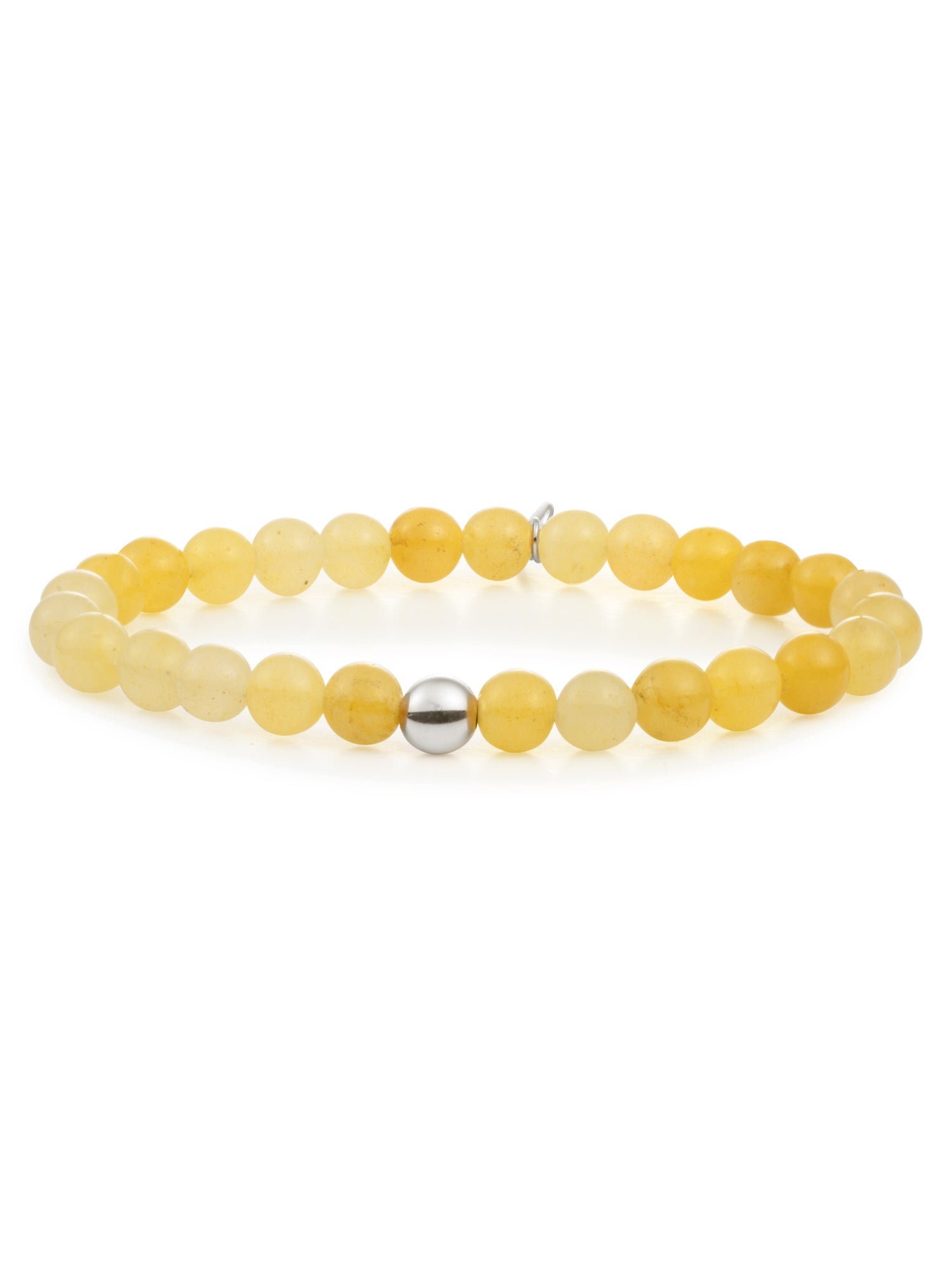 Saturn Armband Large Yellow Jade - Rhodium Plated
