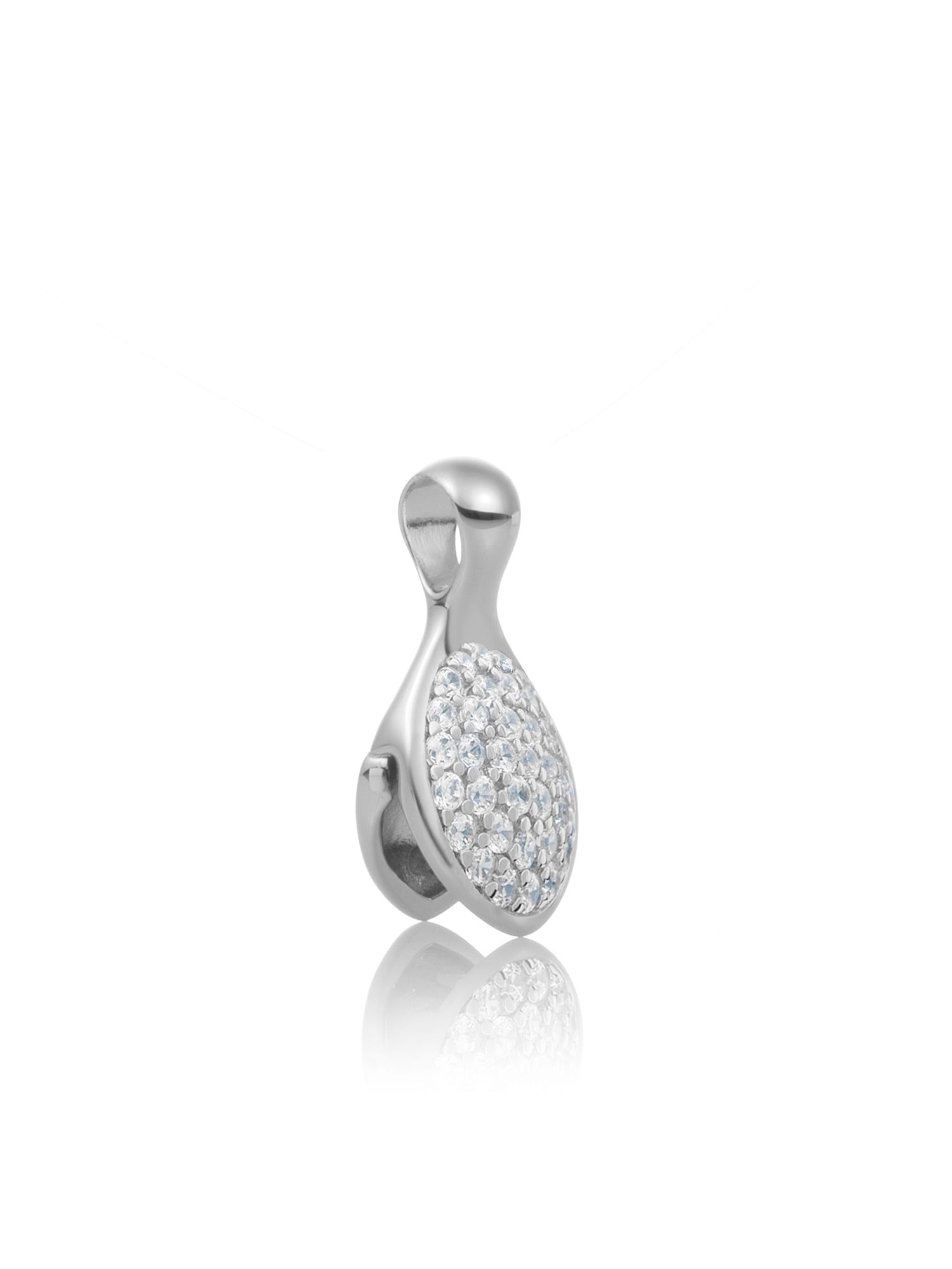Pendant Clip Leaf Zirconia - Rhodium Plated