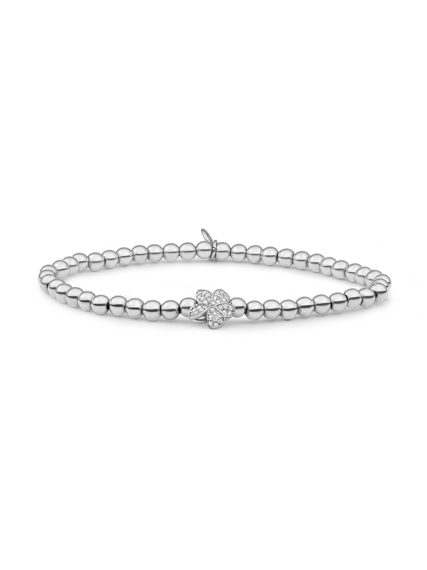 Flora Disc Armband Zirconia - Rhodium Plated