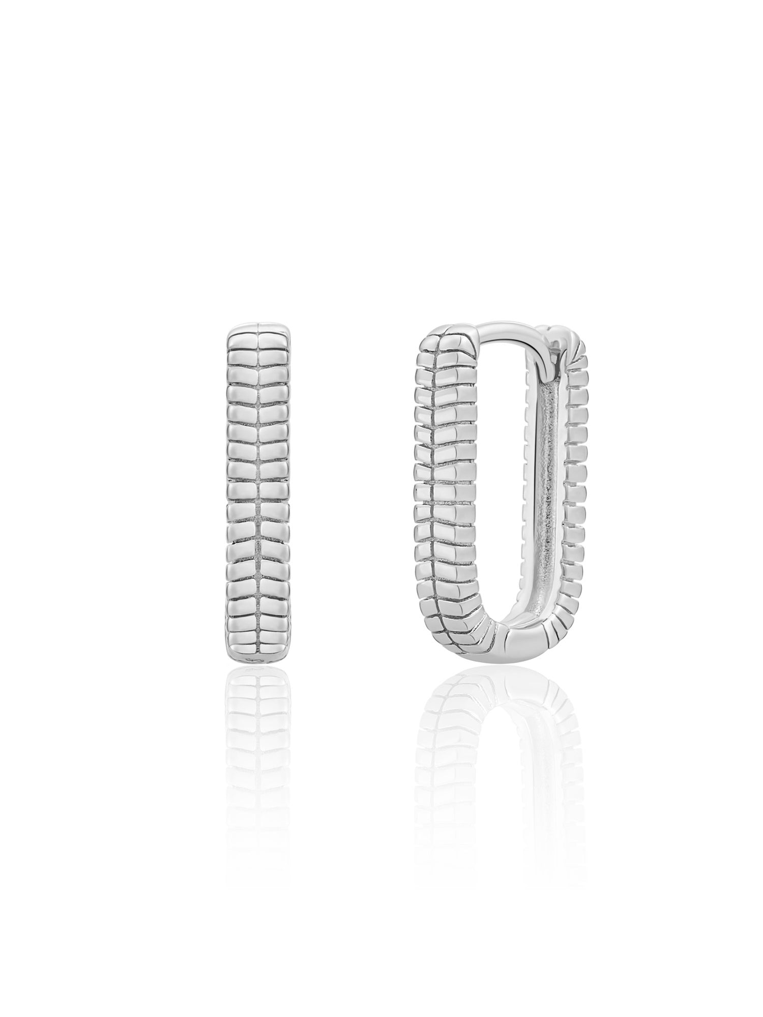 Square Creolen - Rhodium Plated