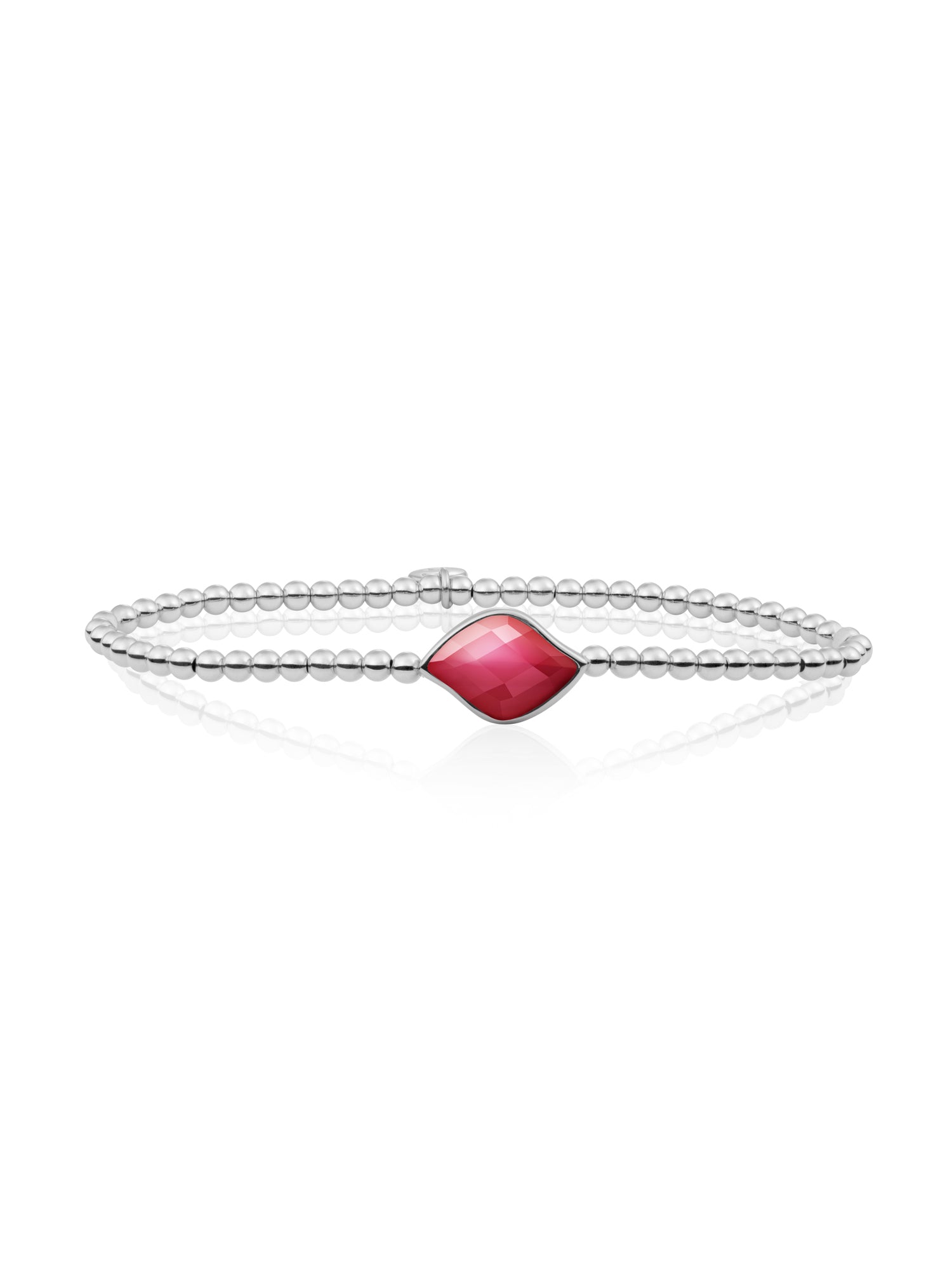 Blossom Armband Fuchsia Quartz - Rhodium Plated