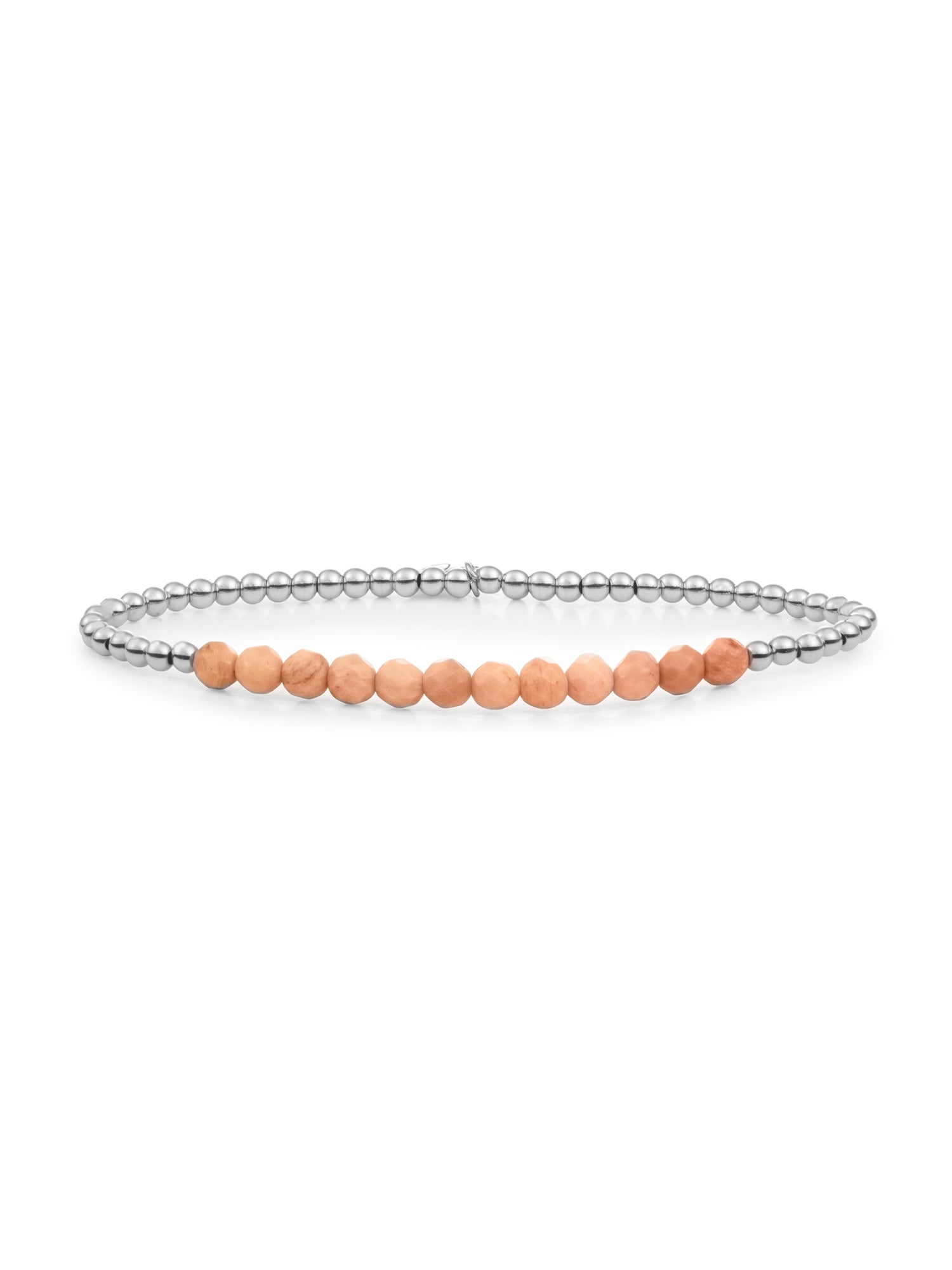 Universe Armband Peach Rhodonite - Rhodium Plated