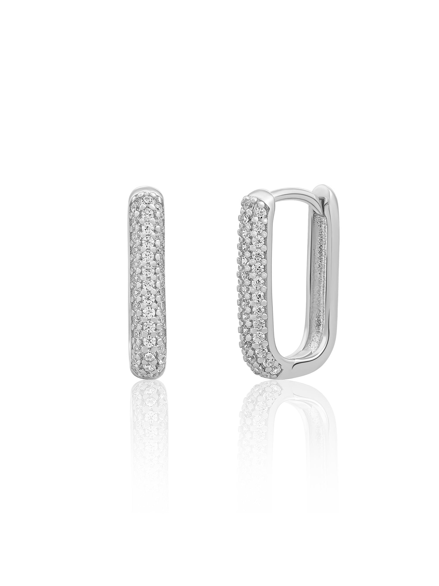Square Creolen Zirconia - Rhodium Plated