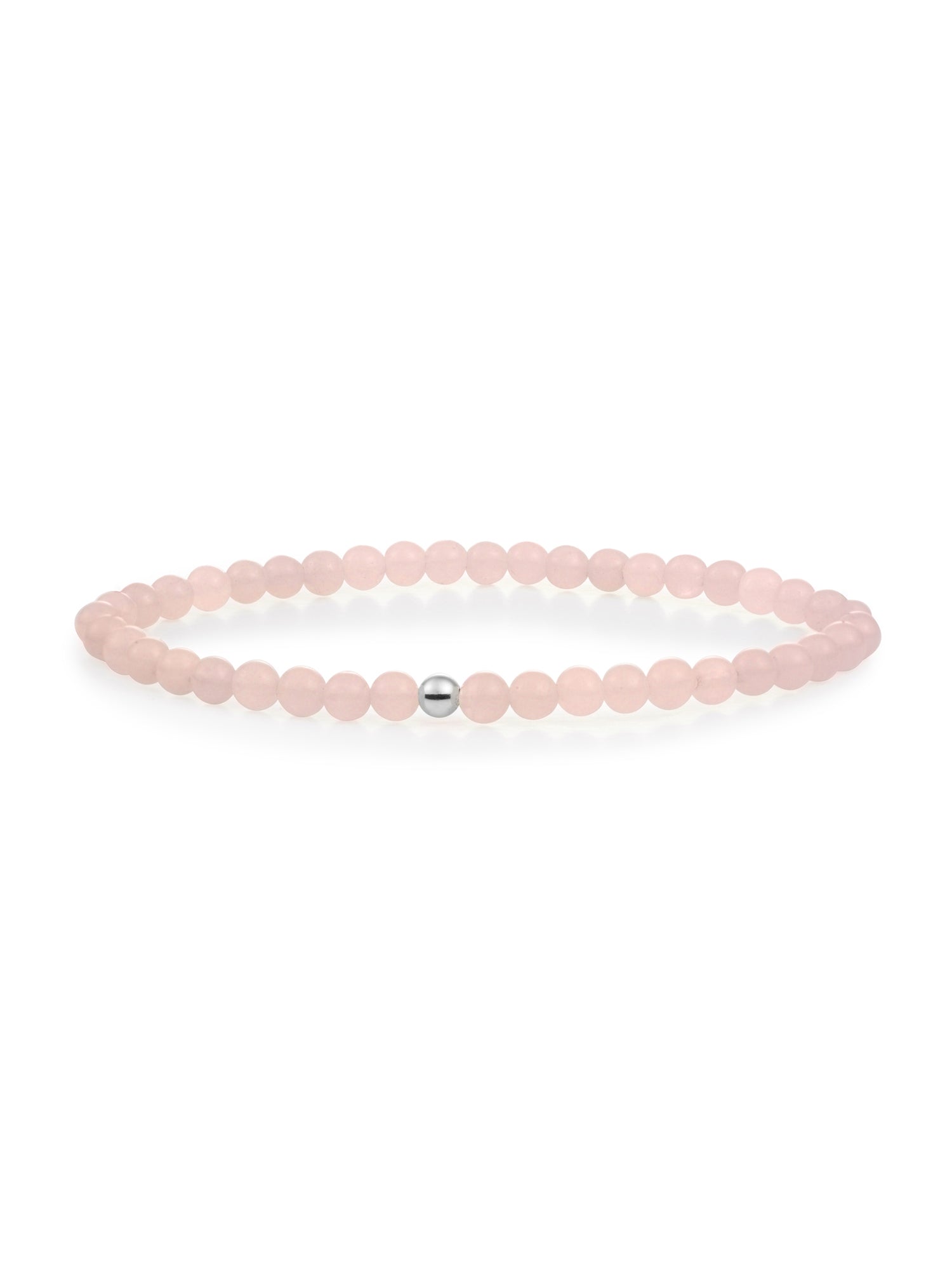 Saturn Armband Small Rose Quartz - Rhodium Plated