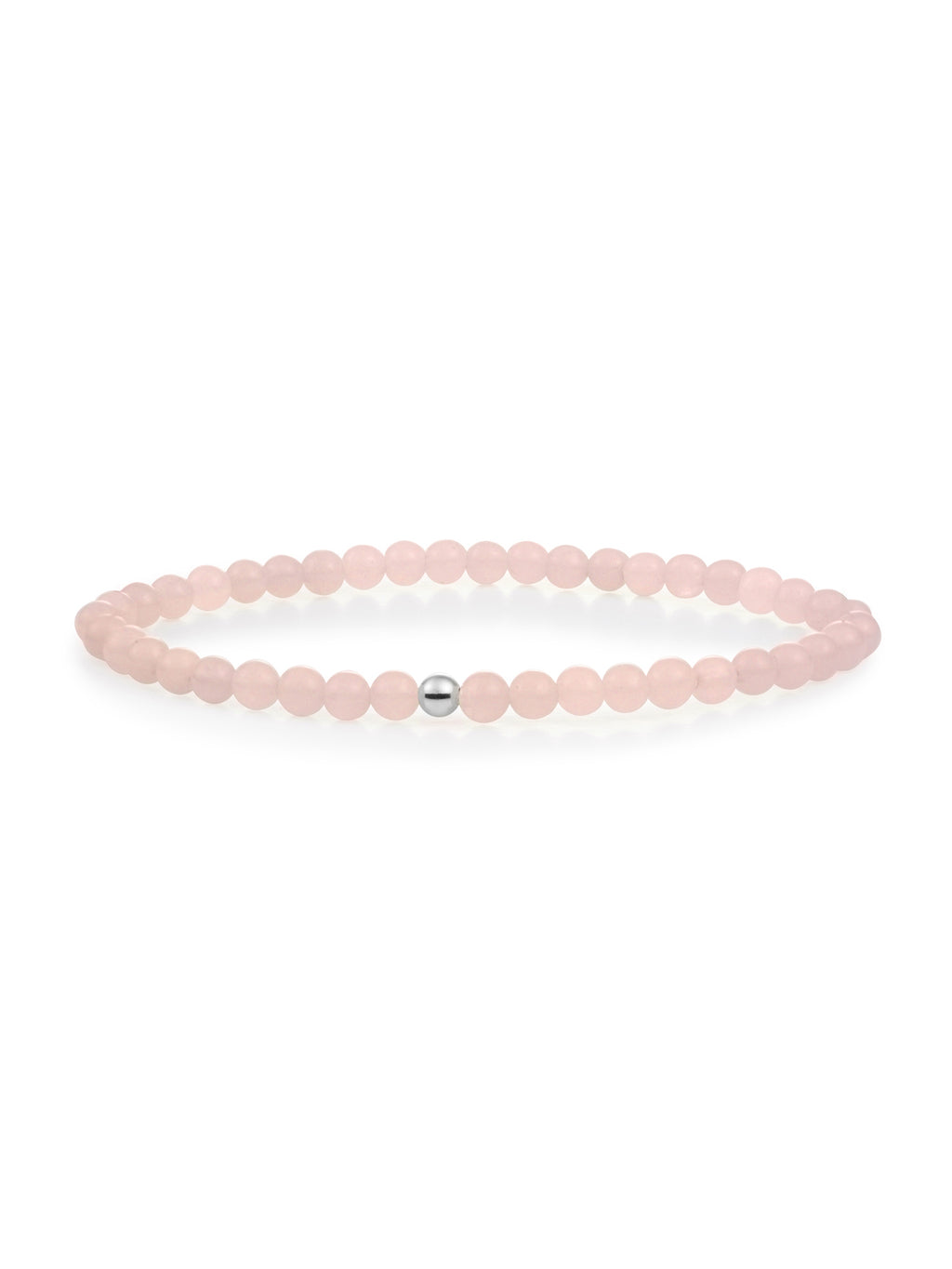 Saturn Armband Small Rose Quartz - Rhodium Plated