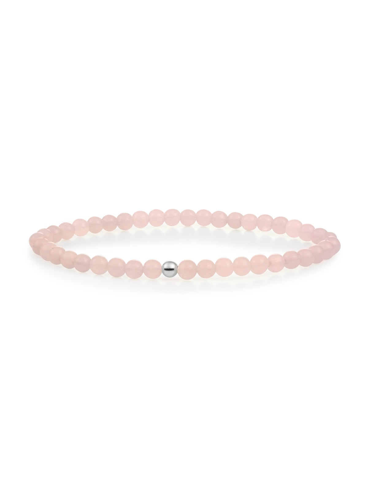 Saturn Armband Small Rose Quartz - Rhodium Plated