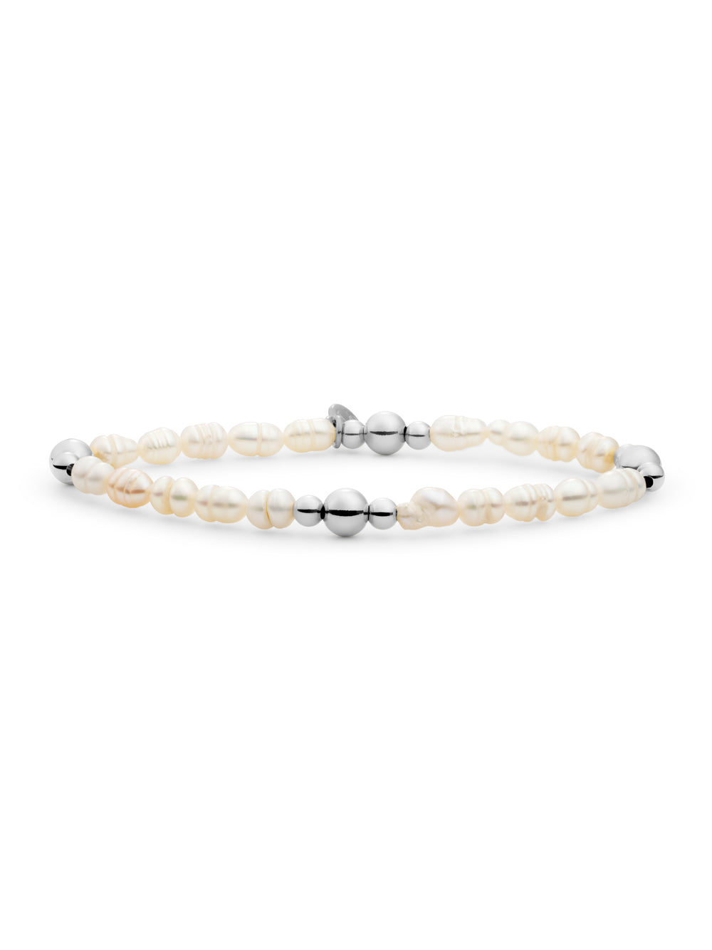 Bold Mix Armband Pearl - Rhodium Plated