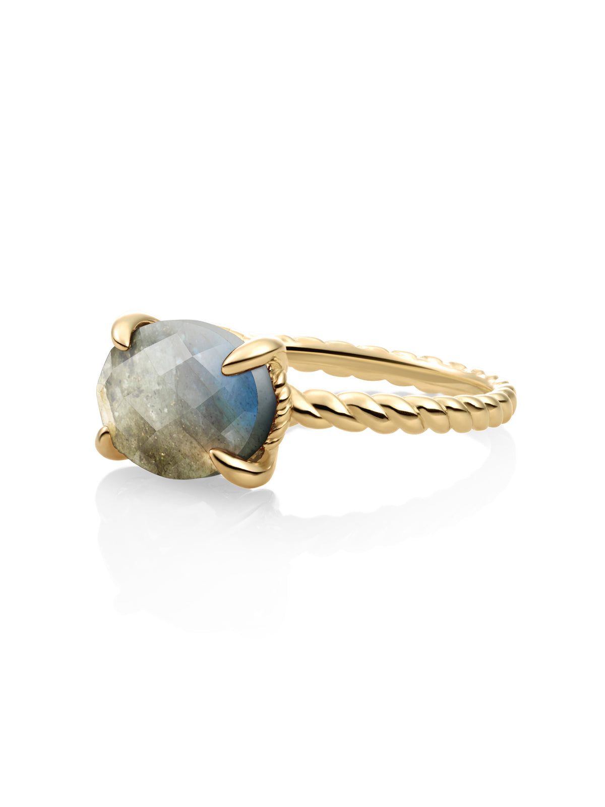 Twist Ring Labradorite 9K Goud - 56