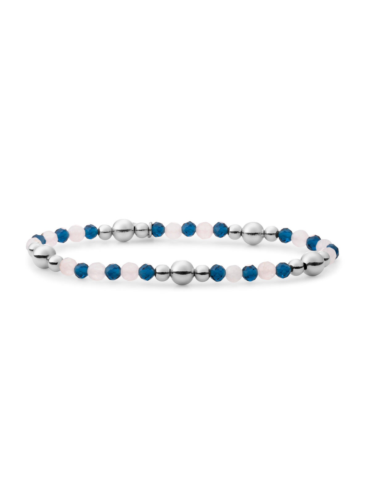 Bold Mix Armband Topaz Quartz | Rose Quartz - Rhodium Plated