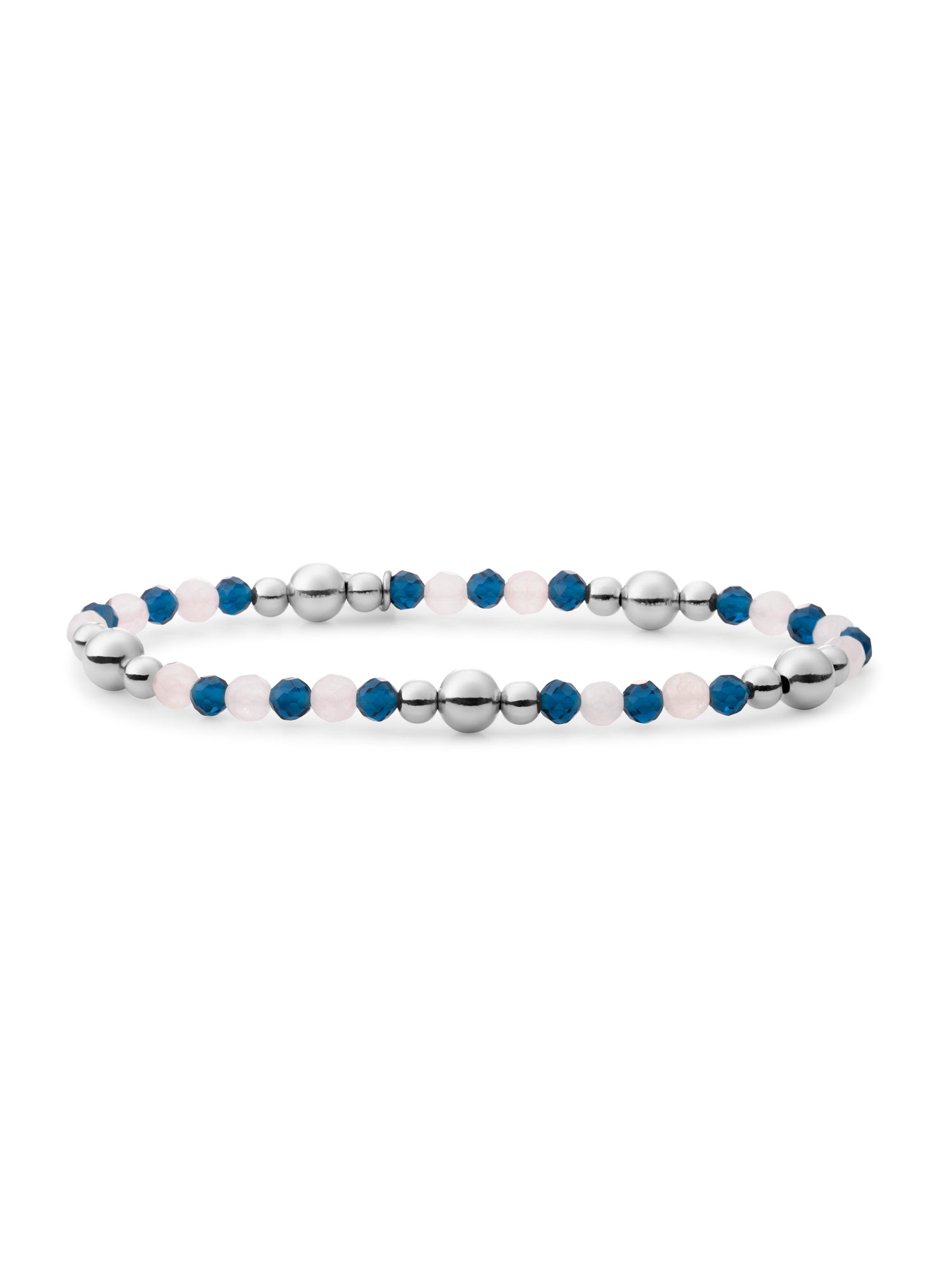 Bold Mix Armband Topaz Quartz | Rose Quartz - Rhodium Plated