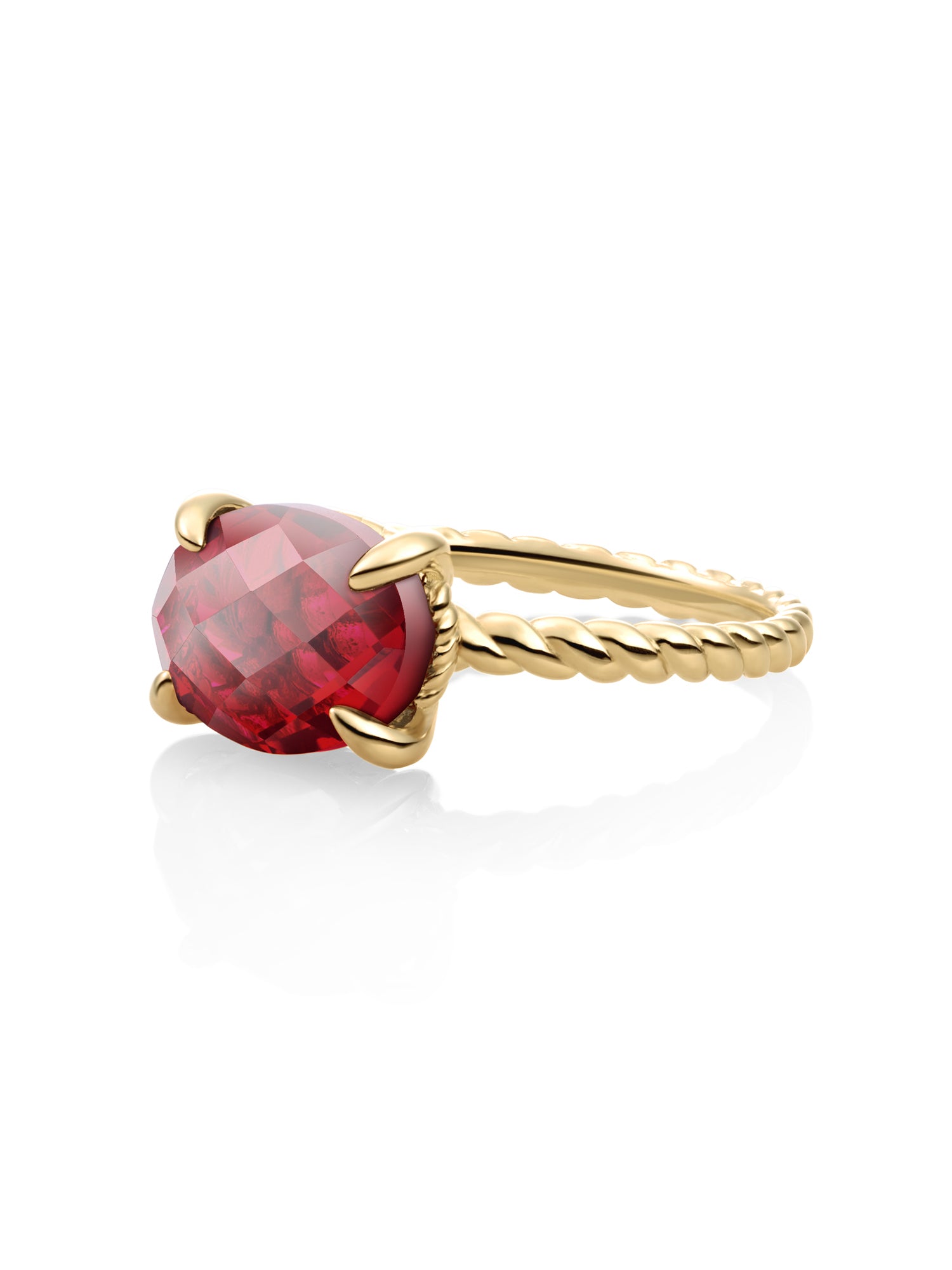 Twist Ring Ruby Quartz 9K Goud - 52