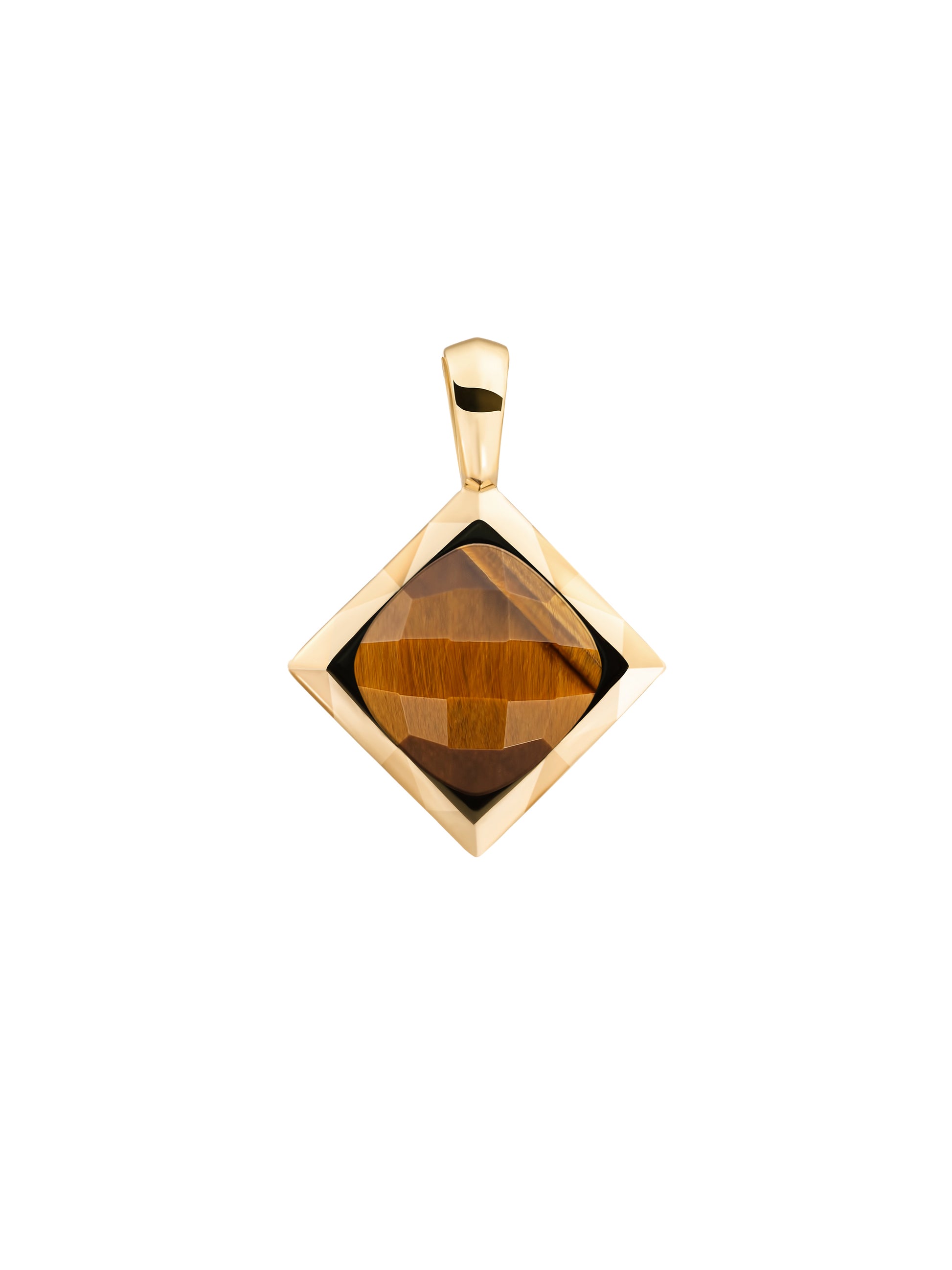 Cushion Cut Pendant Tiger Eye - Gold Plated