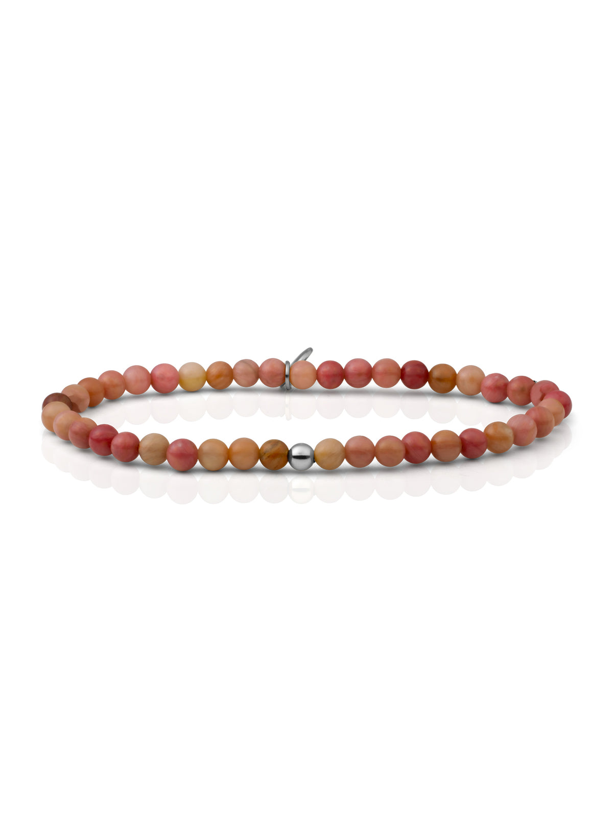 Saturn Armband Small Pink Rhodonite - Rhodium Plated