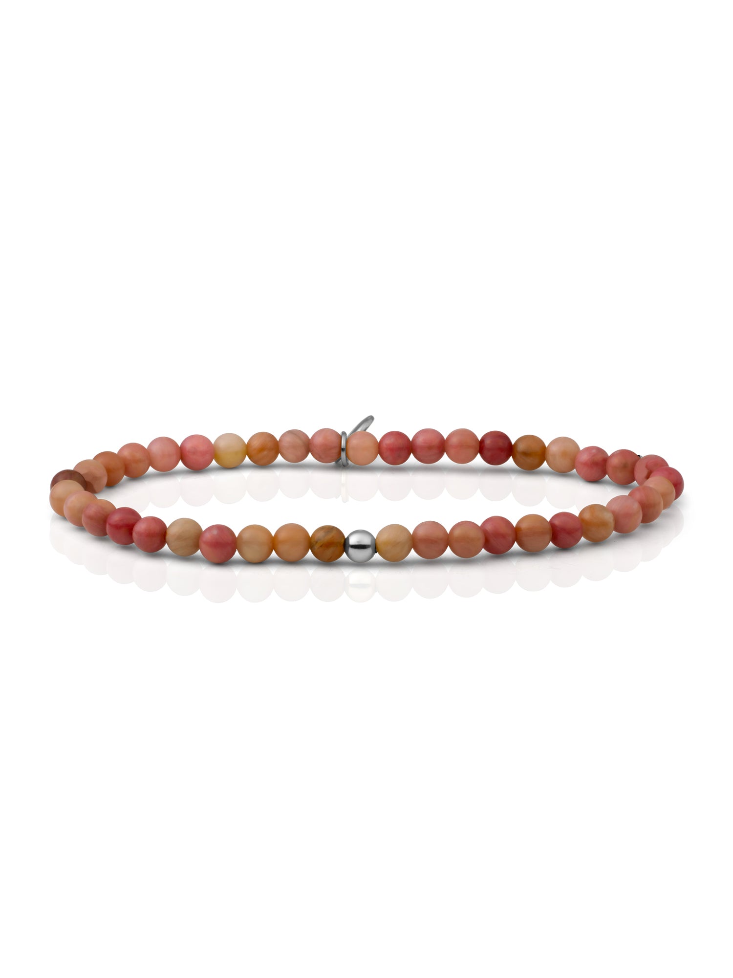Saturn Armband Small Pink Rhodonite - Rhodium Plated