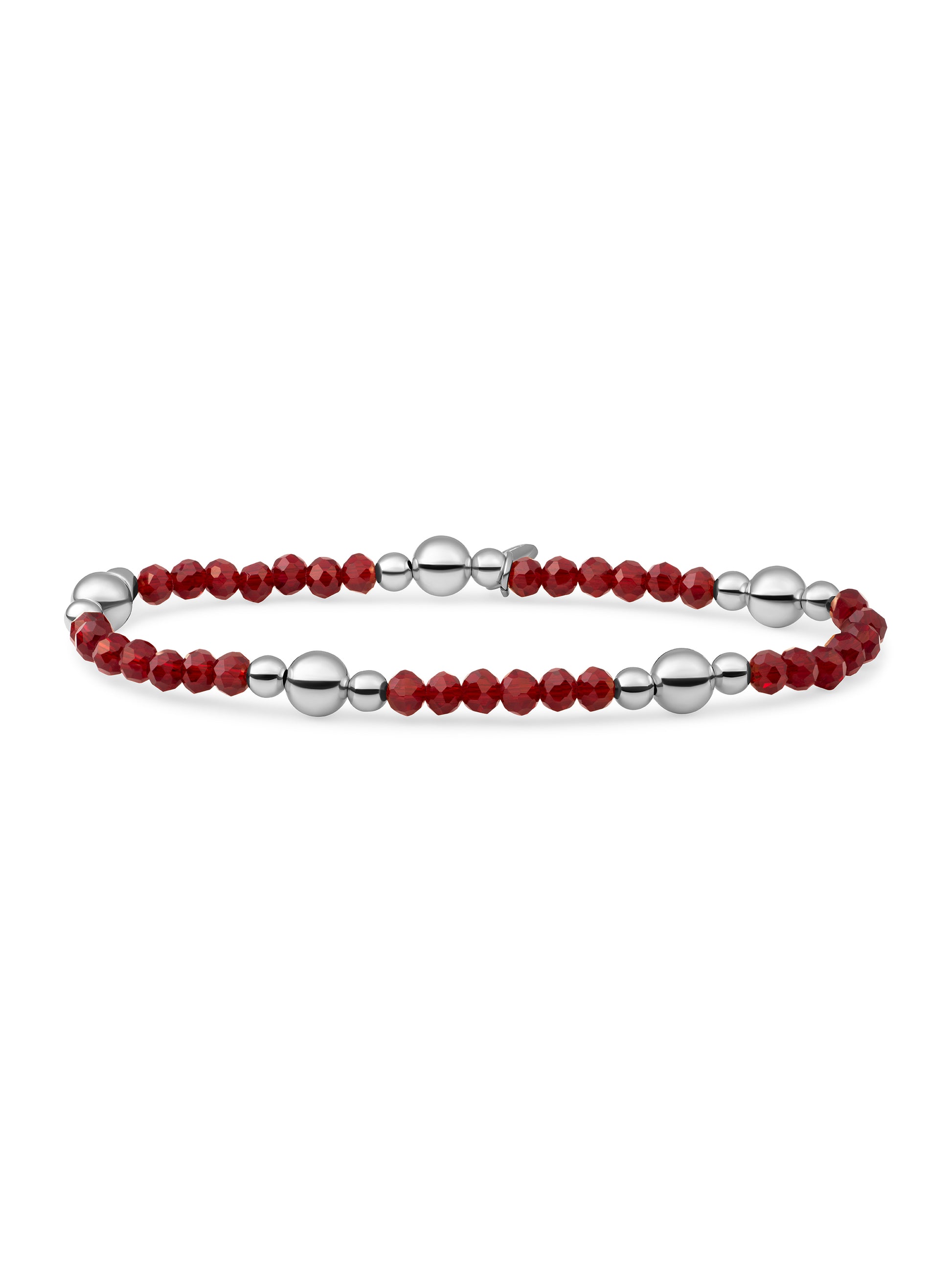 Bold Mix Armband Ruby Quartz - Rhodium Plated