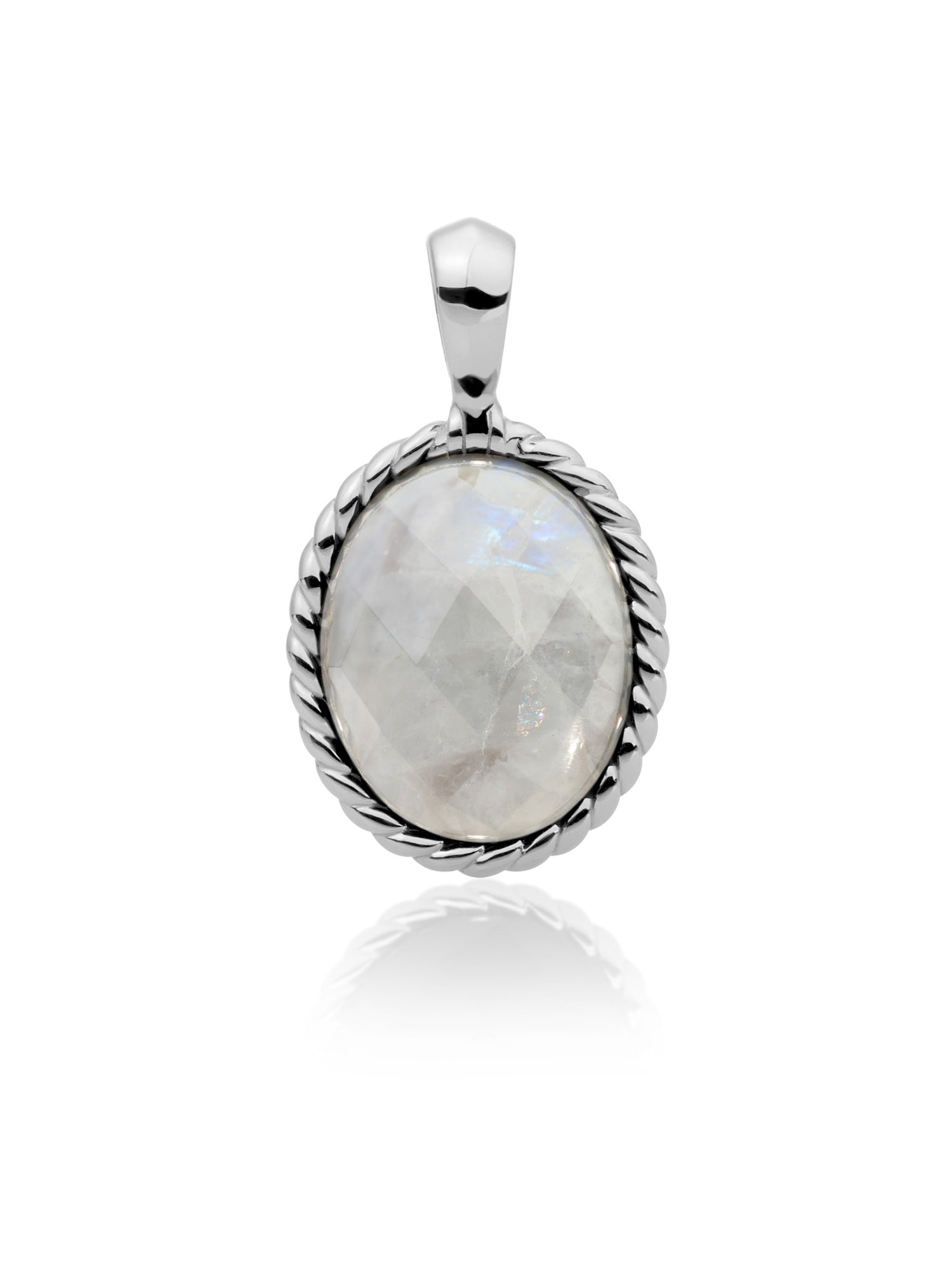 Twist Pendant Moonstone - Rhodium Plated