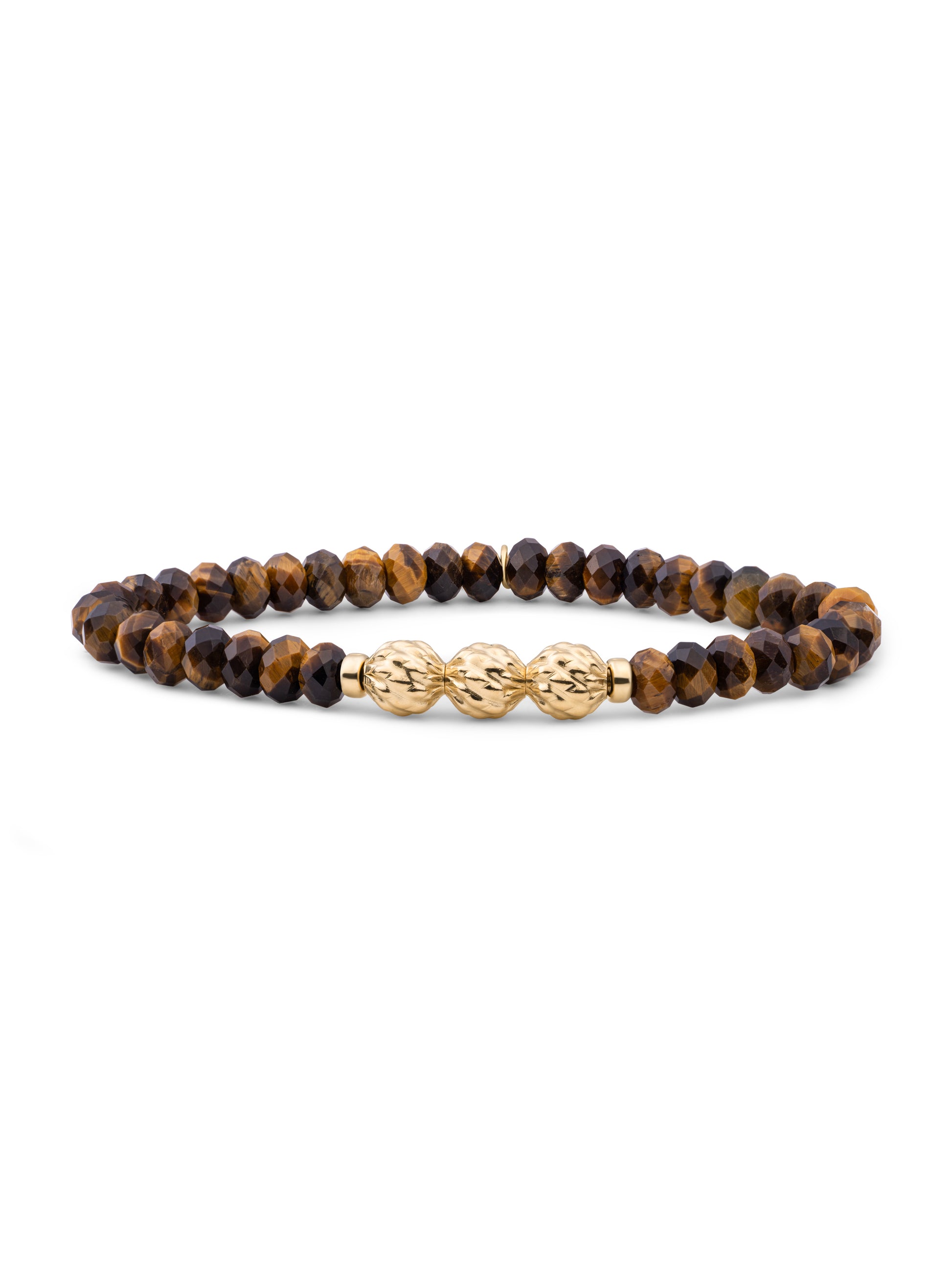 Fuse Beads Armband Tiger Eye - Gold Plated