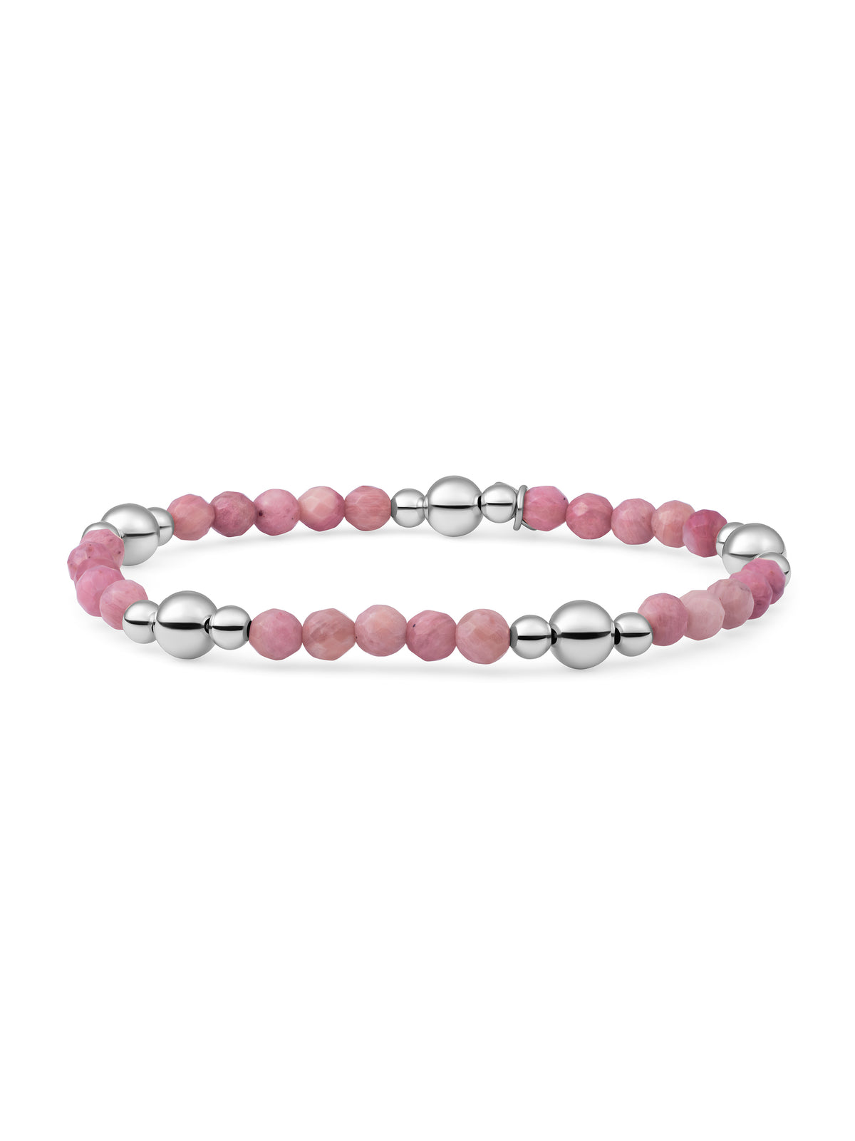 Bold Mix Armband Pink Rhodonite - Rhodium Plated