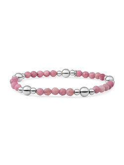 Bold Mix Armband Pink Rhodonite - Rhodium Plated