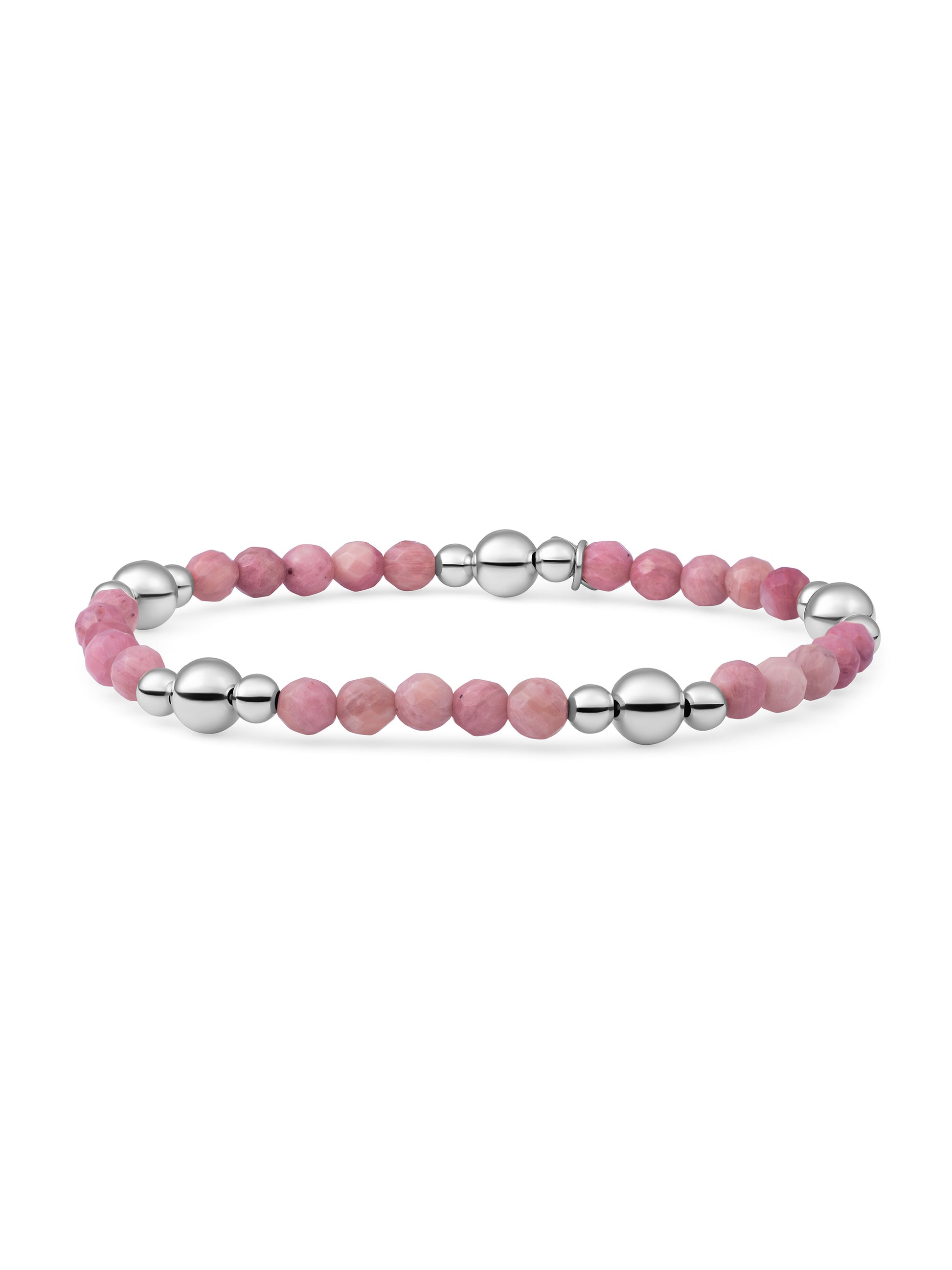Bold Mix Armband Pink Rhodonite - Rhodium Plated