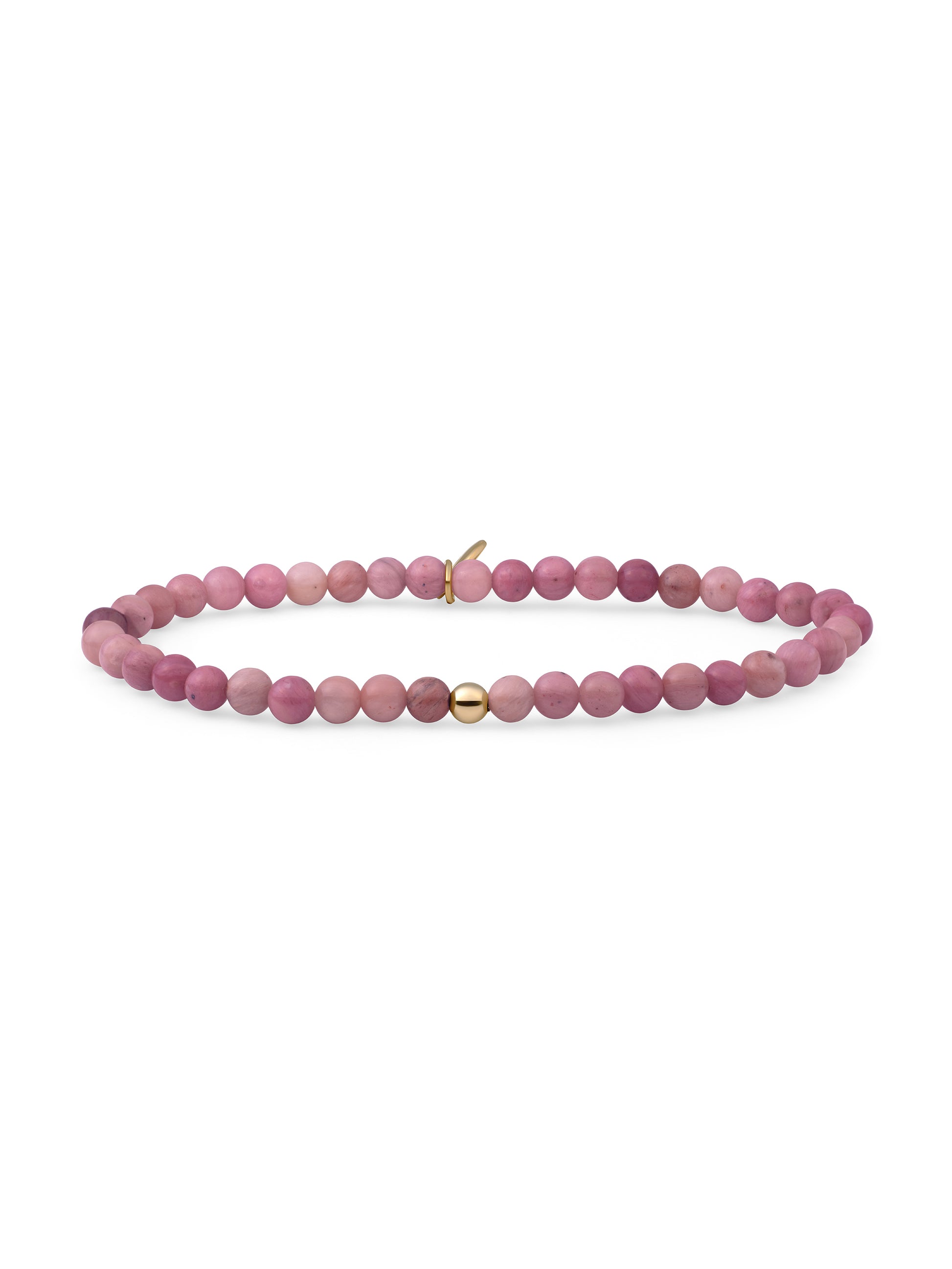 Saturn Armband Small Pink Rhodonite - Gold Plated