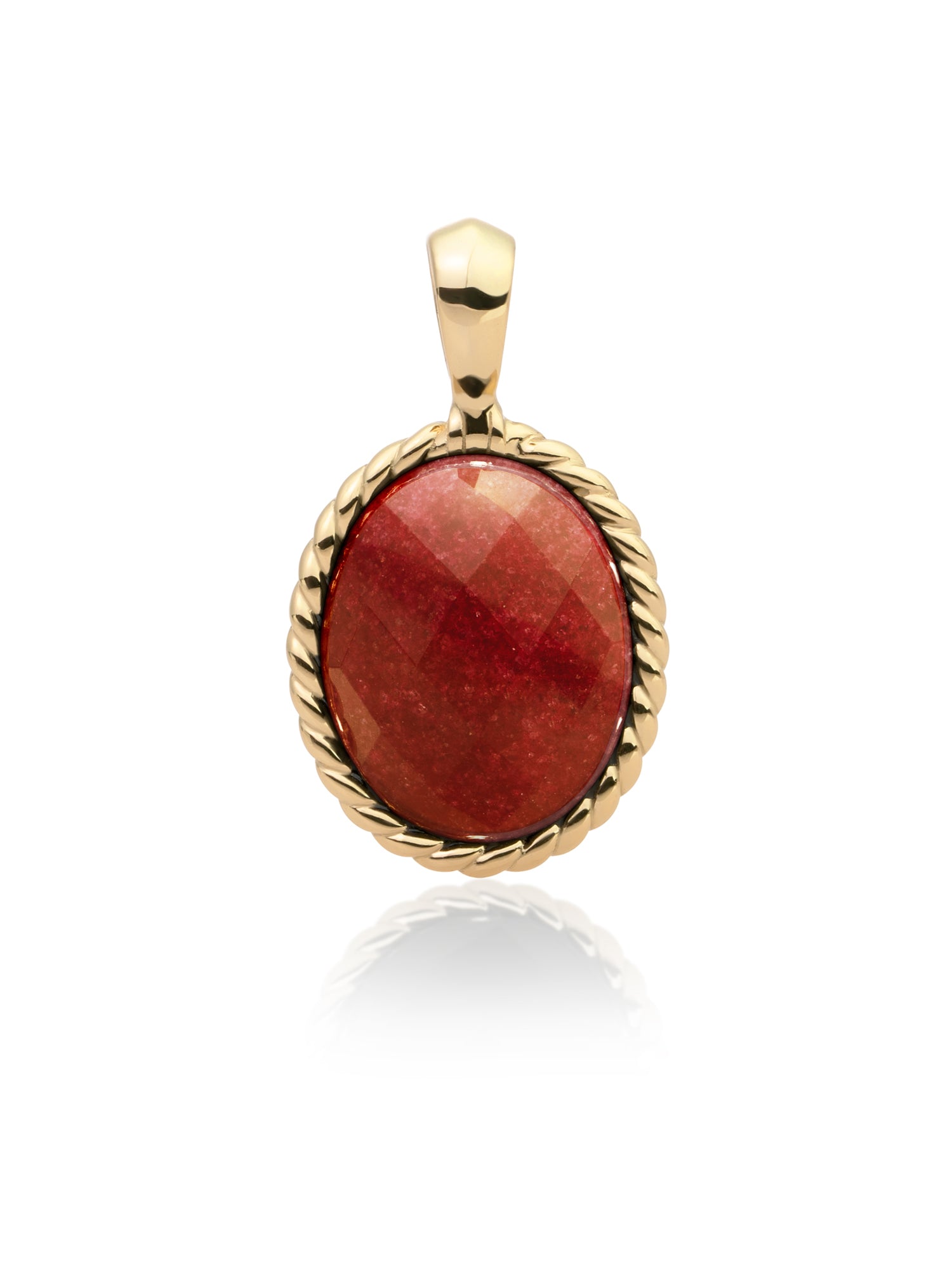 Twist Pendant Red Coral - Gold Plated