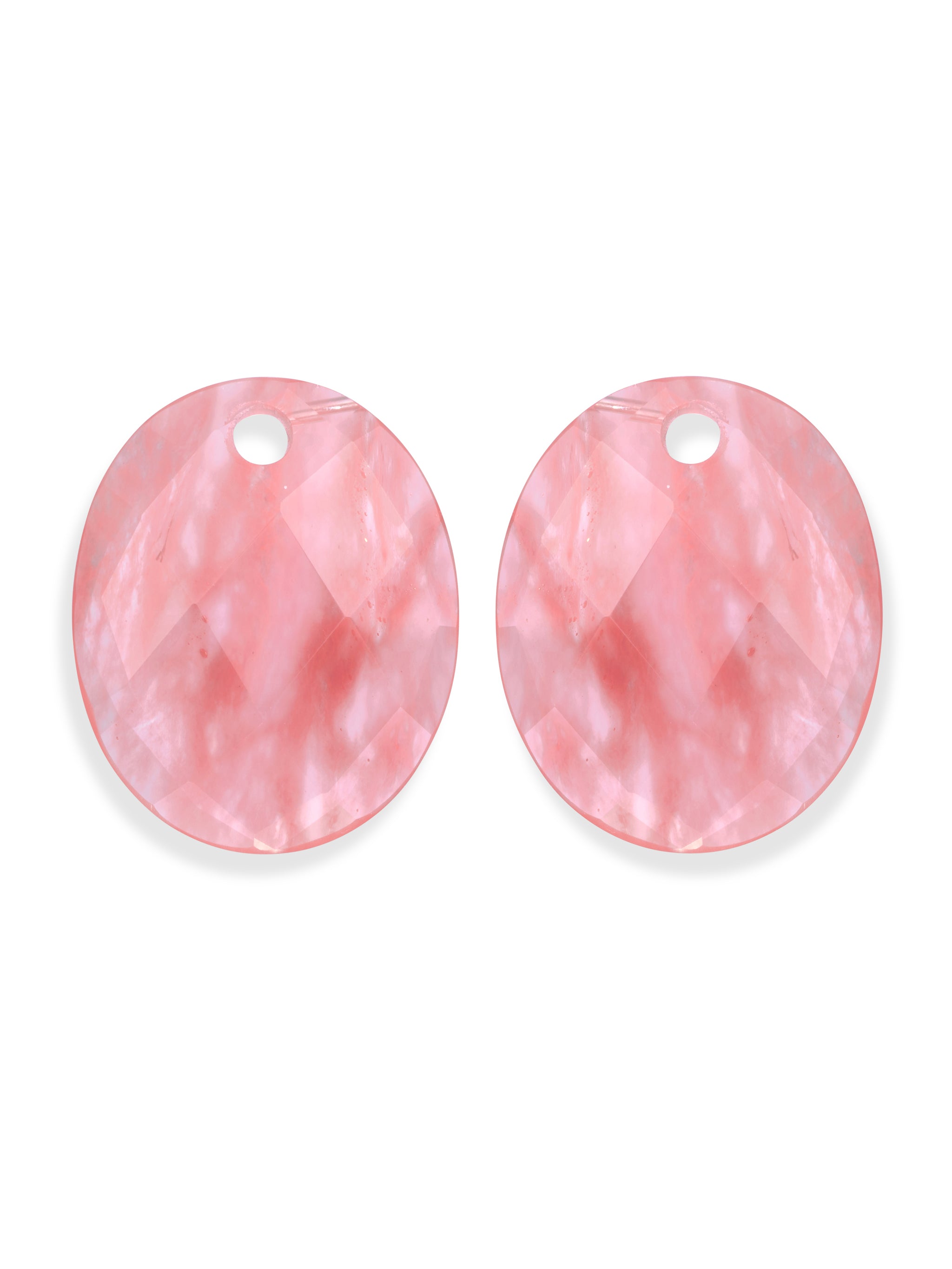 Oorbel Edelstenen Large Oval Cherry Quartz - Oorbel Edelstenen Large Oval Cherry Quartz