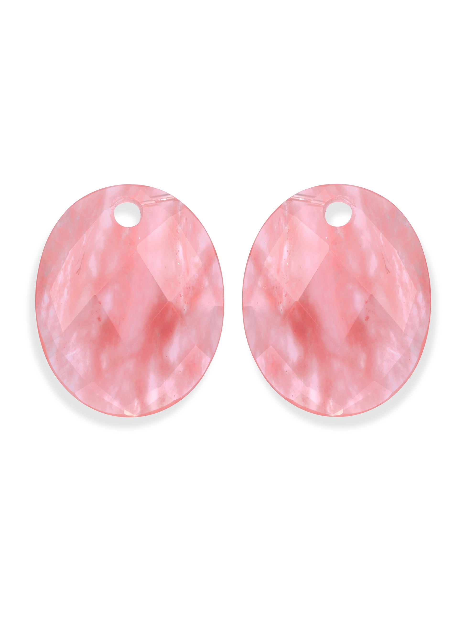 Oorbel Edelstenen Large Oval Cherry Quartz - Oorbel Edelstenen Large Oval Cherry Quartz