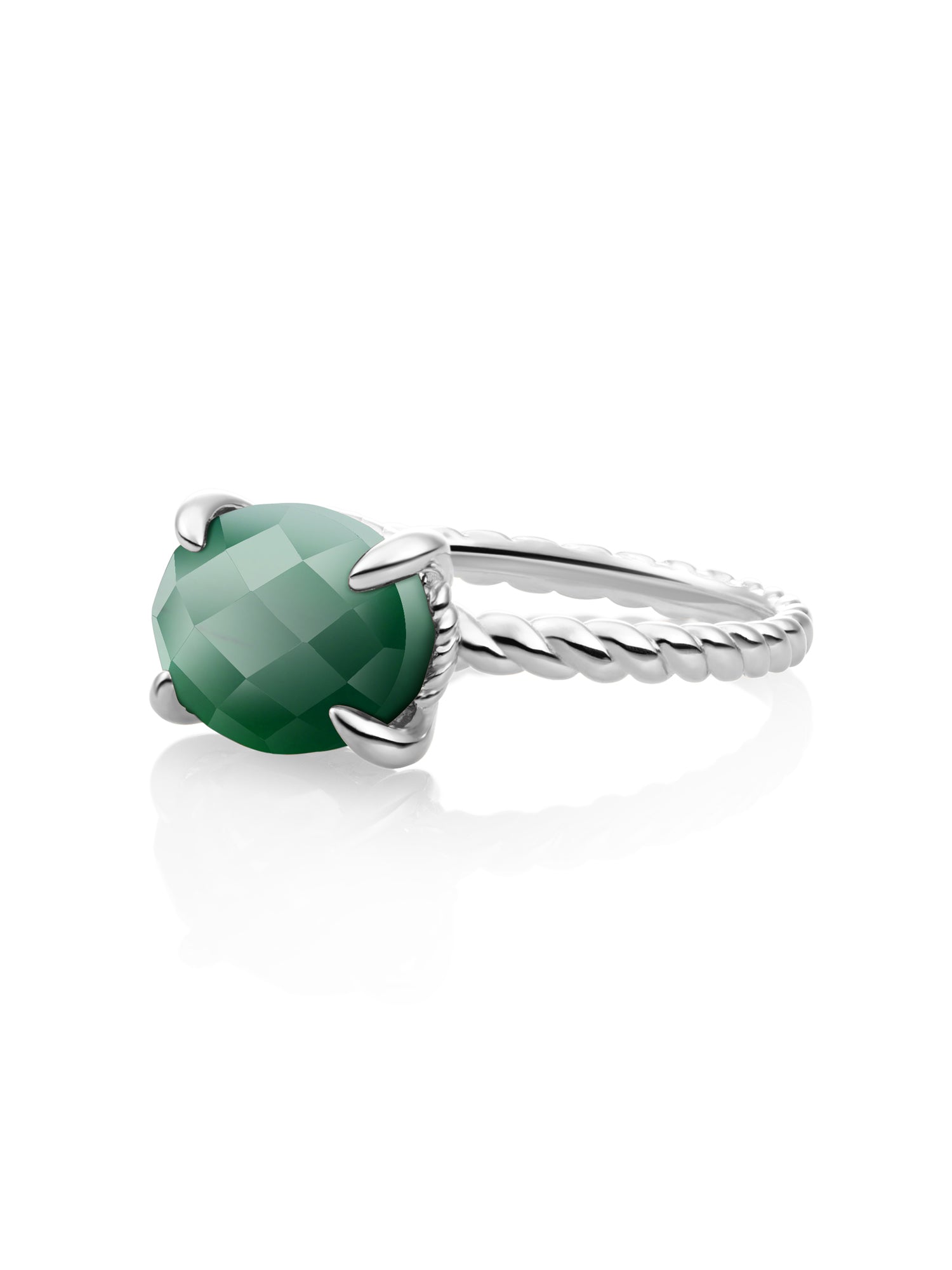Twist Ring Green Onyx Zilver - 56