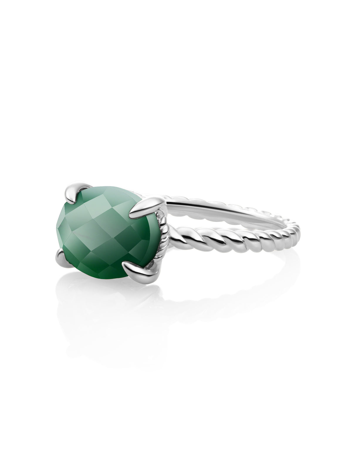 Twist Ring Green Onyx Zilver - 56