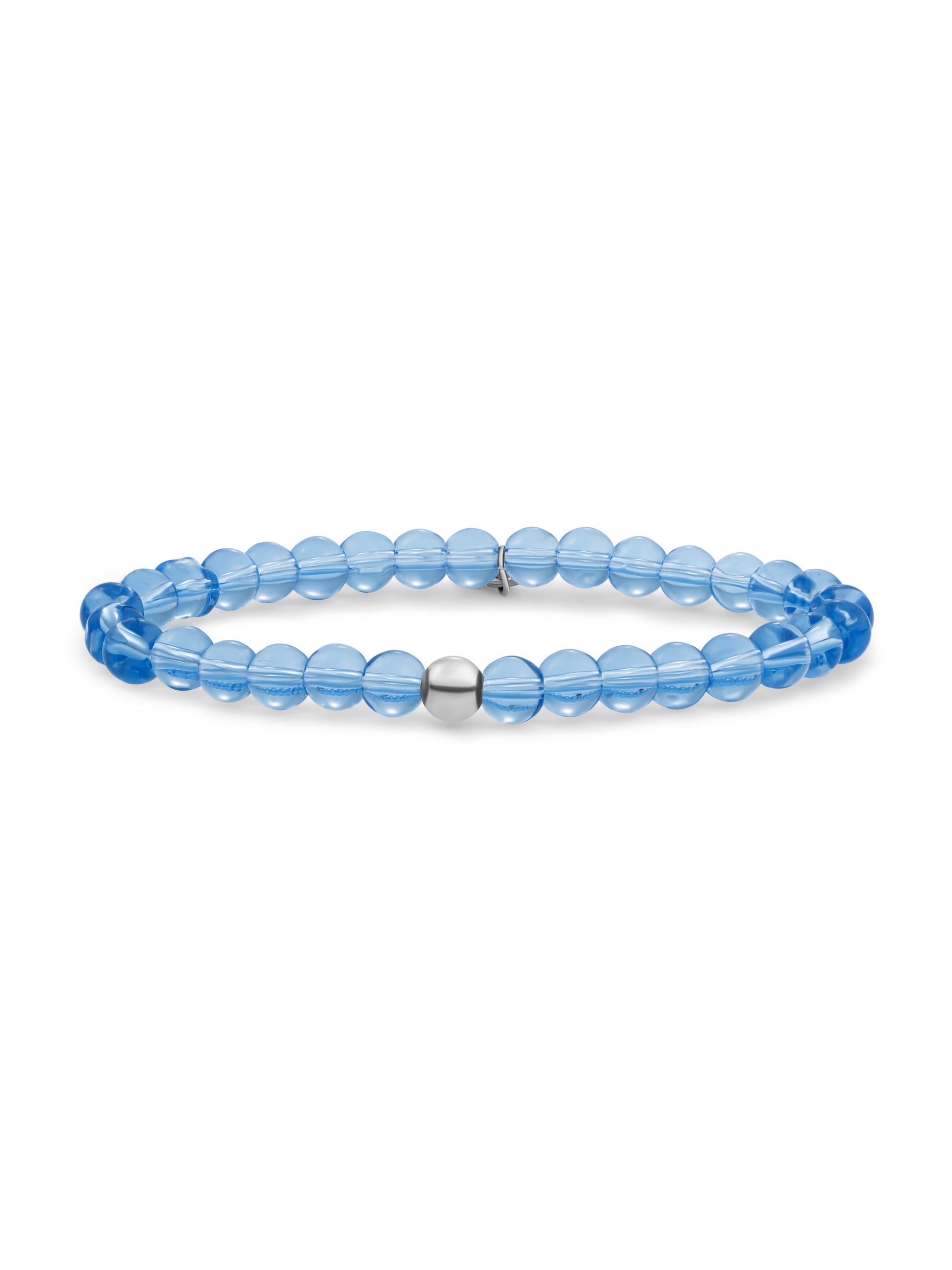 Saturn Armband Large Aquamarine - Rhodium Plated