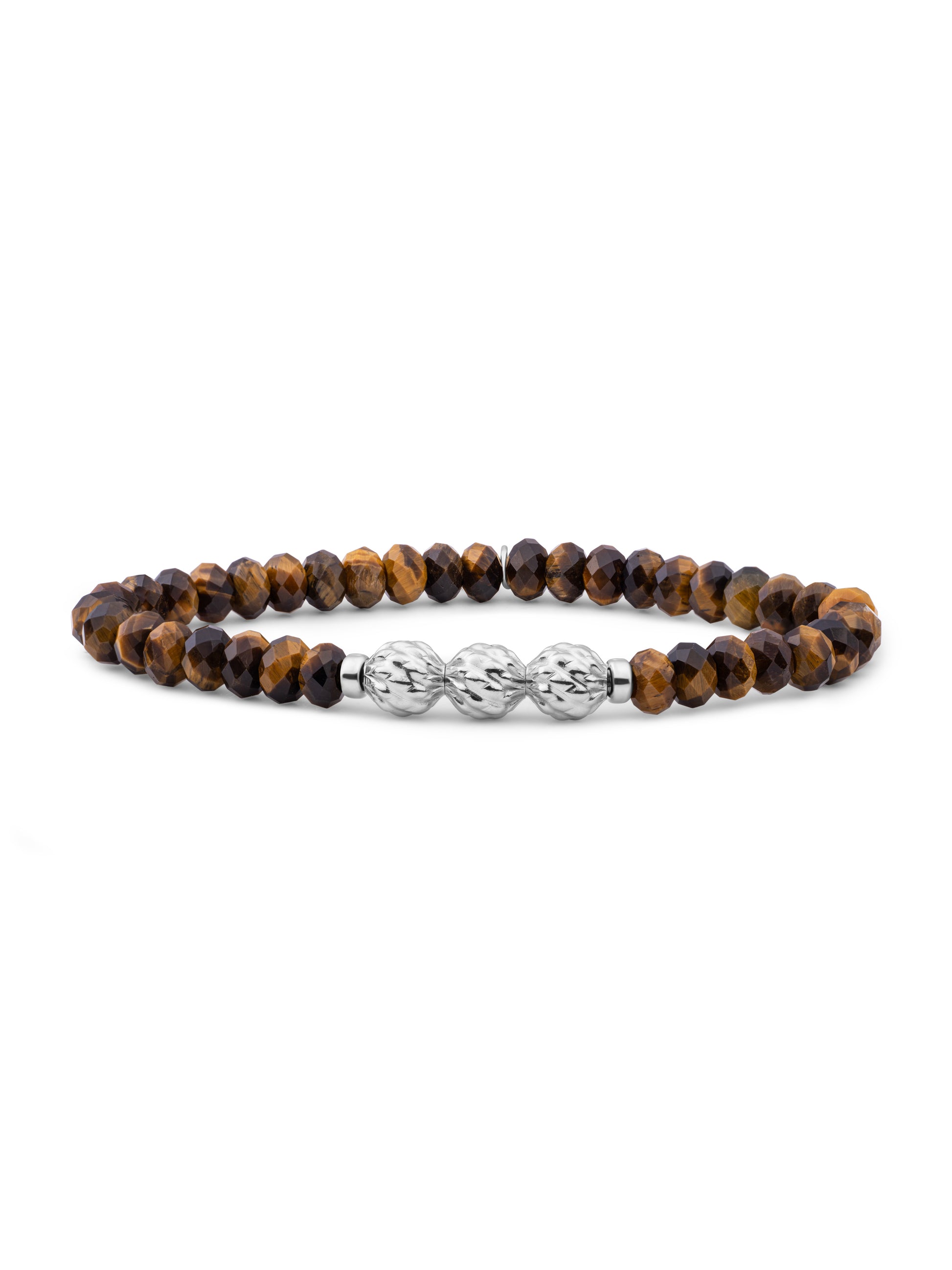 Fuse Beads Armband Tiger Eye - Rhodium Plated