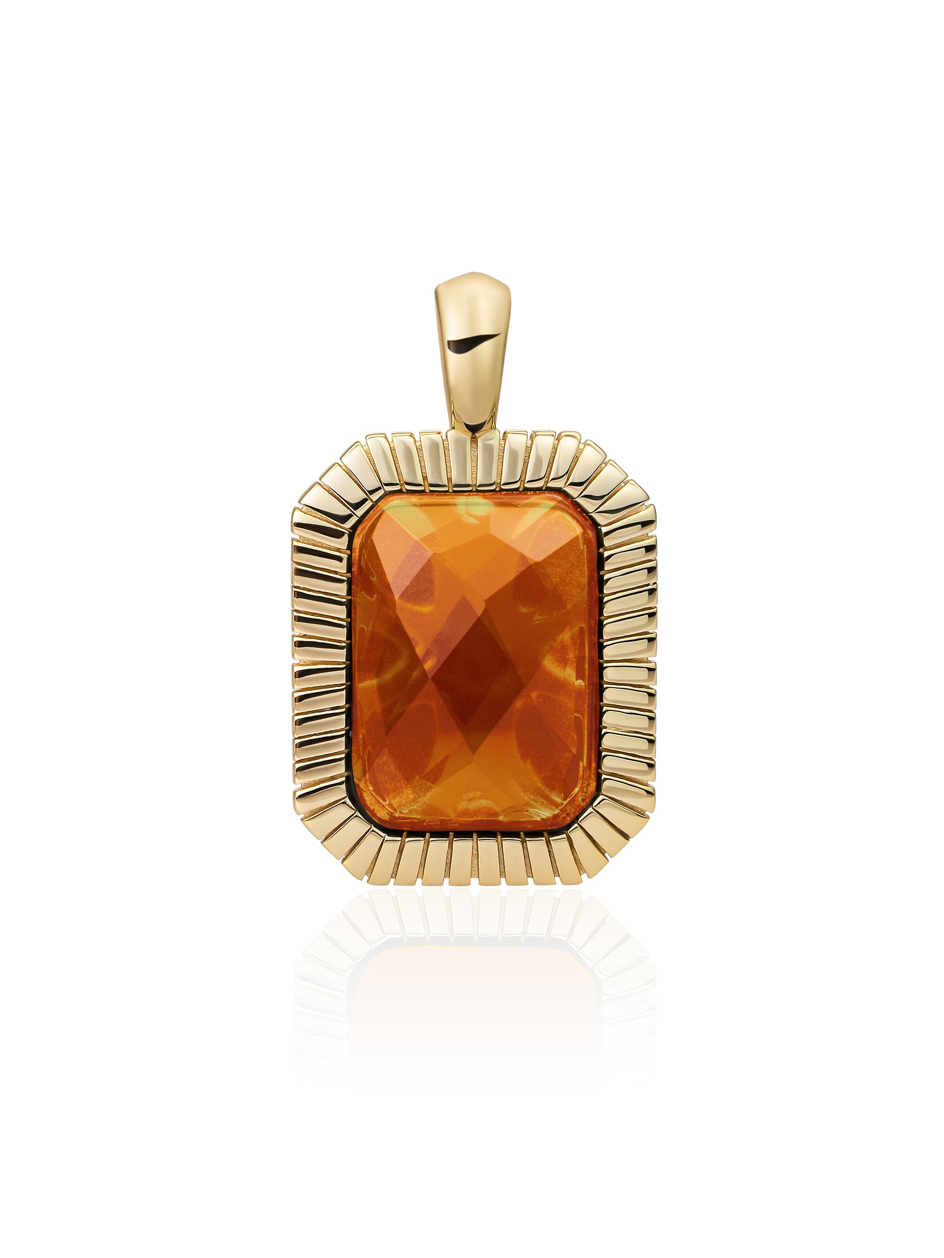 Baguette Pendant Citrine Quartz - Gold Plated